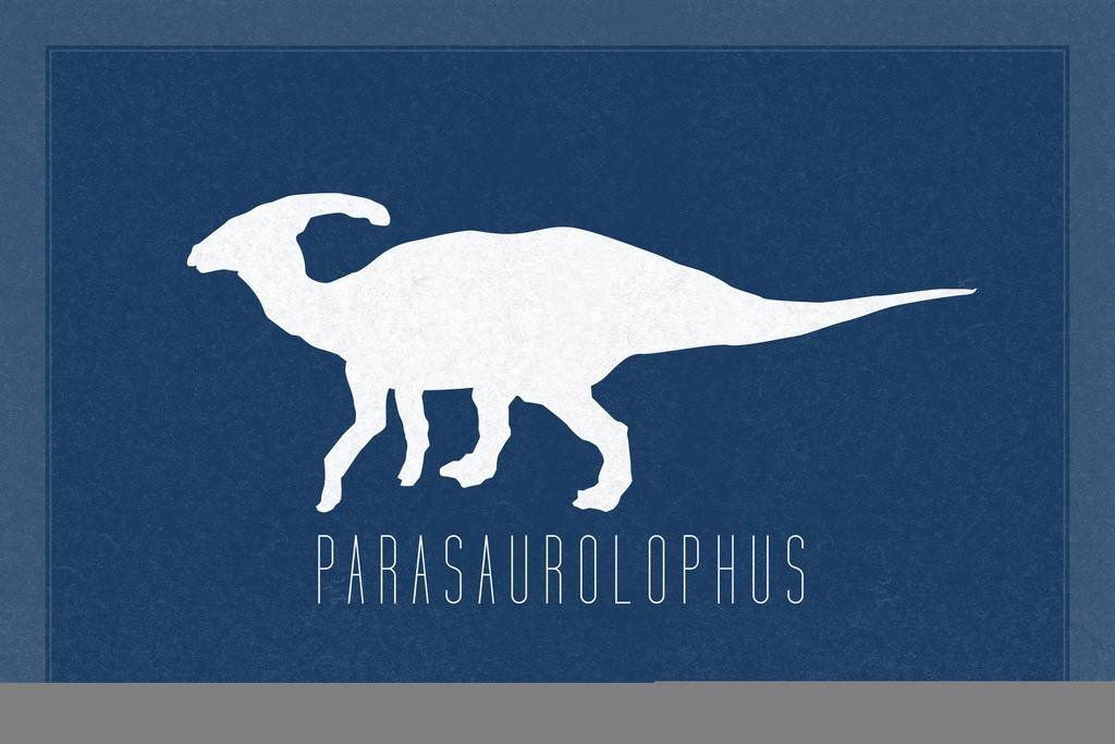 Blue Parasaurolophus Dinosaur Wall Art Print - 24x16 Inch Kids Room Decor, Dino Poster for Bedroom & Nursery - Perfect for Jurassic Themed Walls, Boys' Room Decor, and Dinosaur Lovers
