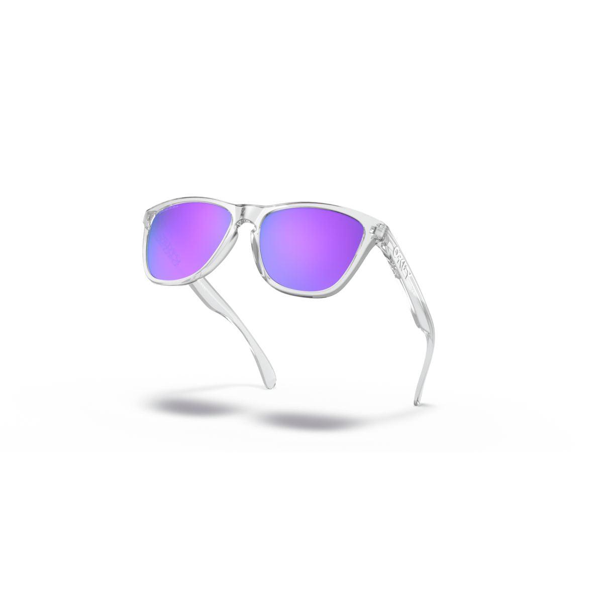Oakley Frogskins Sunglasses - Low Bridge Fit, Polished Clear Frame with Prizm Violet Lenses (Model 0OO9245 924596) - Perfect for Running, Cycling & Outdoor Sports