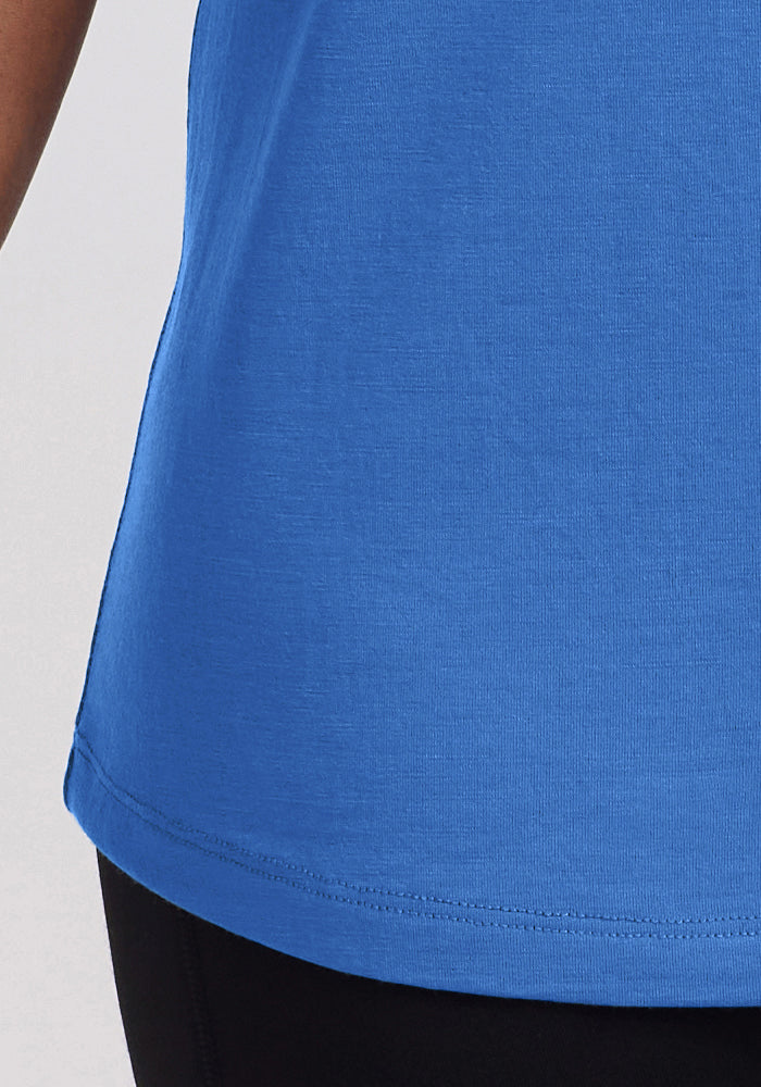 Liza Crew Neck Tee - Soft Cotton Women's T-Shirt in Blue Gelato Color | Casual Everyday Wear & Layering Essential