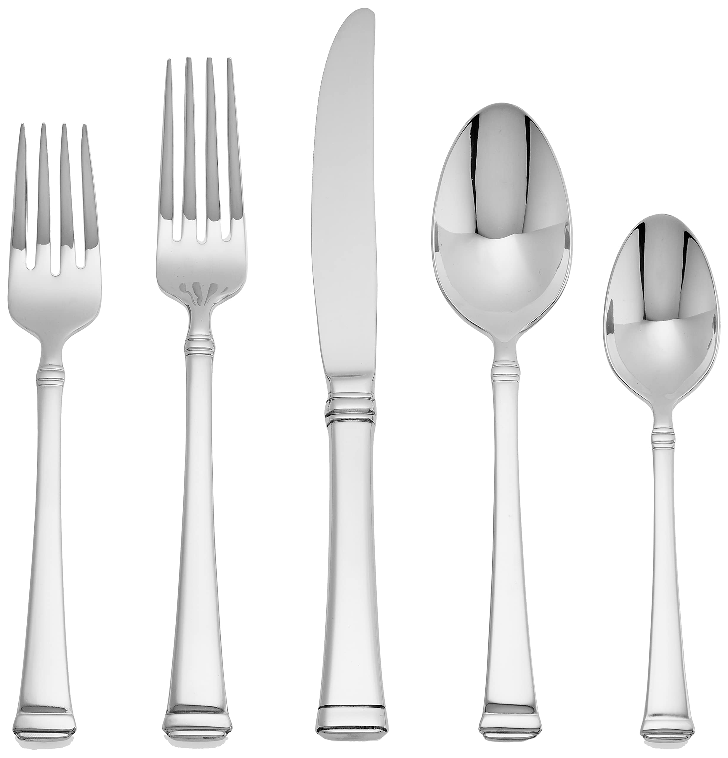 Premium Mikasa Harmony 45-Piece Silverware Set - 18/10 Stainless Steel Cutlery for 8 with 5-Piece Serving Utensils - Elegant Flatware for Dinner Parties, Weddings & Everyday Dining