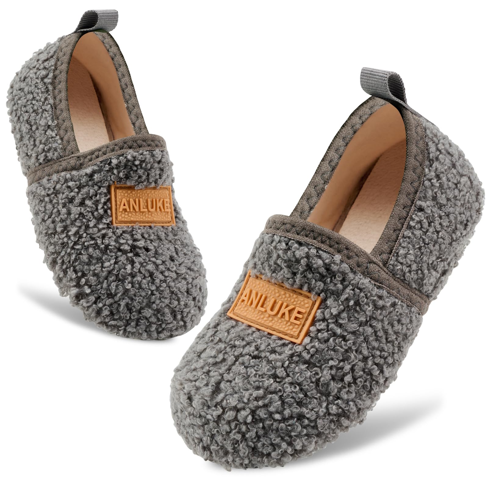 ANLUKE Non-Slip Kids Slippers for Boys & Girls - Soft Indoor House Shoes with Warm Fleece Lining for Toddlers - Perfect for Winter, Home, Preschool & Playtime