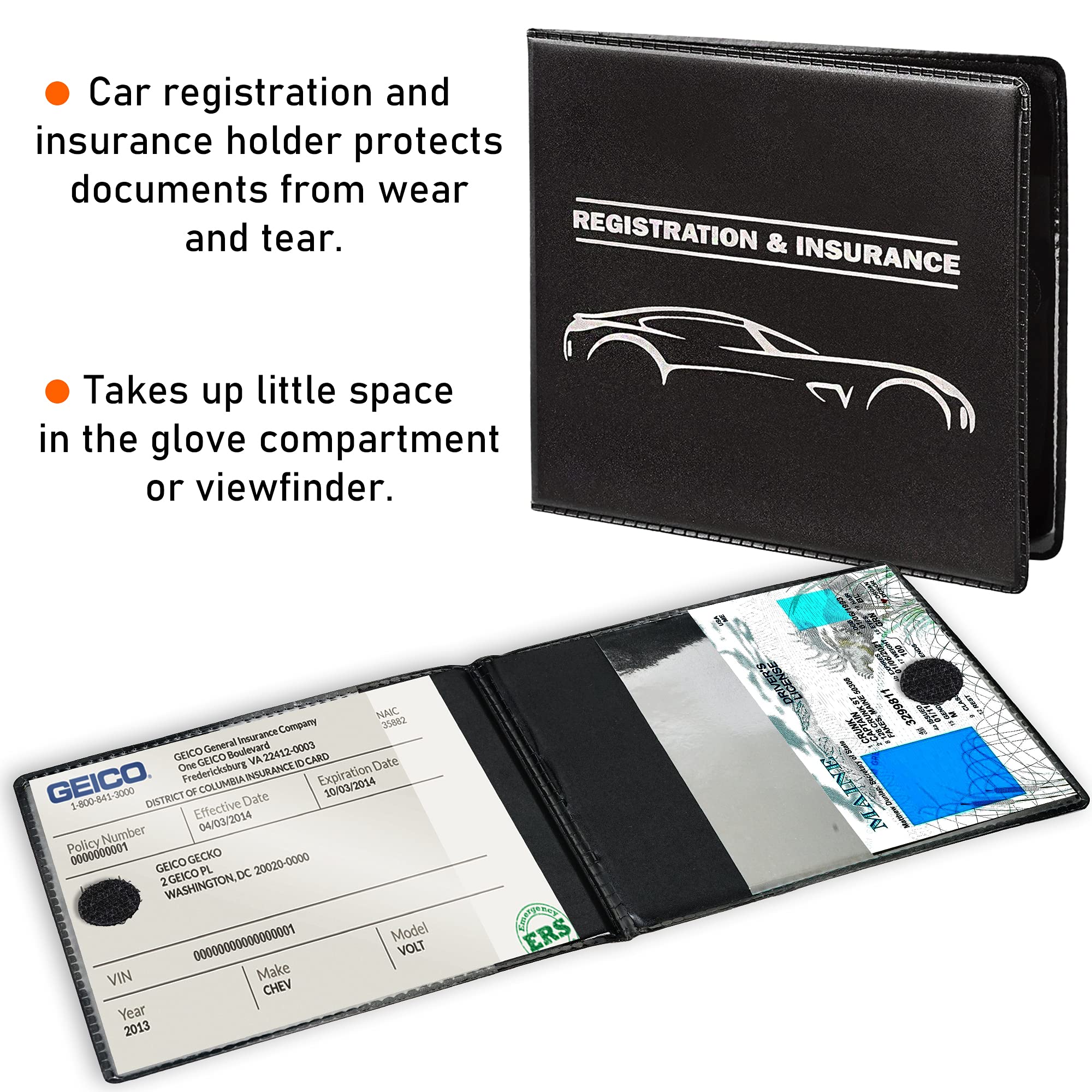 CANOPUS Car Registration & Insurance Holder - 2 Pack Vehicle Document Organizer for Auto, Truck, Motorcycle, Trailer - Durable Card Wallet for DMV Papers & Roadside Essentials (Perfect for Glove Box Storage & Quick Access During Traffic Stops)