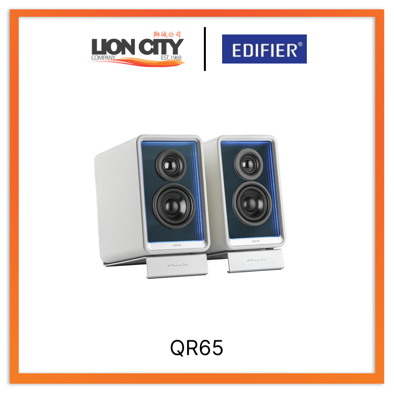 Edifier QR65 White 70W Bluetooth Monitor Speakers with GaN Fast Charger - Perfect for Home Office, Gaming, and Studio Audio Setup