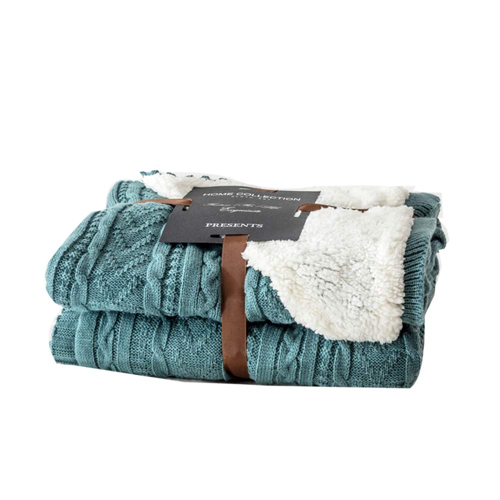 QYQCX Soft Cotton Wool Knit Blanket - Double-Sided Reversible Faux Lamb Hair Throw - Chunky Warm Winter Blanket for Couch, Bed & Nap - Machine Washable Green Home Decor - Perfect for Living Room, Bedroom & Cozy Evenings