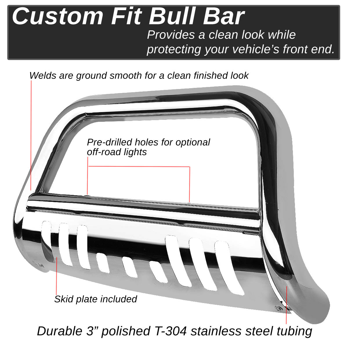 10-16 Toyota 4Runner Bull Bar with Skid Plate - Heavy Duty Stainless Steel Front Bumper Guard for Off-Road Protection & Vehicle Safety | Perfect for Off-Roading, Overlanding & Truck Customization