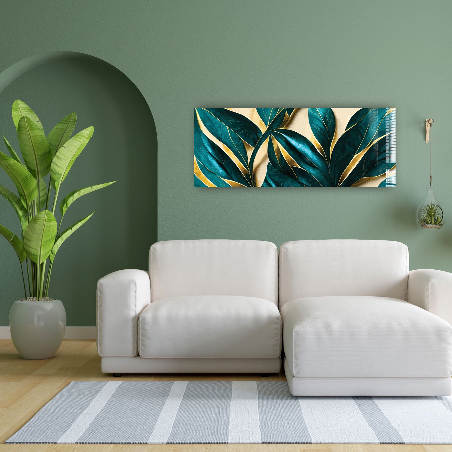 Vivid Leaves Panoramic Wall Art - Stunning Nature-Themed Home Decor for Living Room, Bedroom & Office | Perfect for Modern Interior Design & Gift Giving