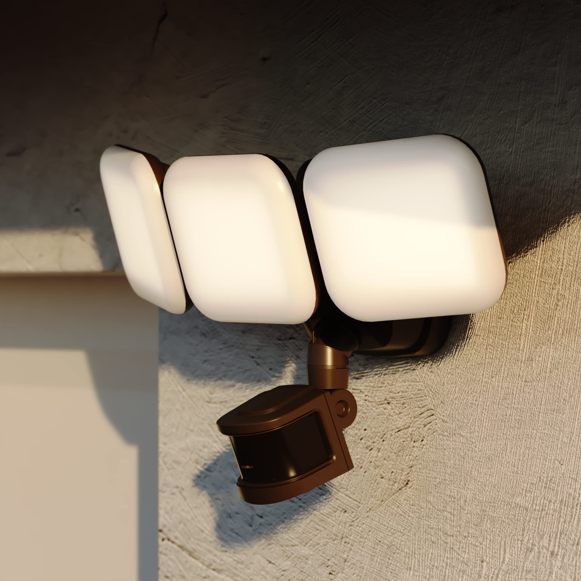 VAXCEL Theta 3 Light LED Outdoor Motion Sensor Security Flood Light - Adjustable Bronze Finish - Perfect for Driveway, Garage & Backyard Lighting