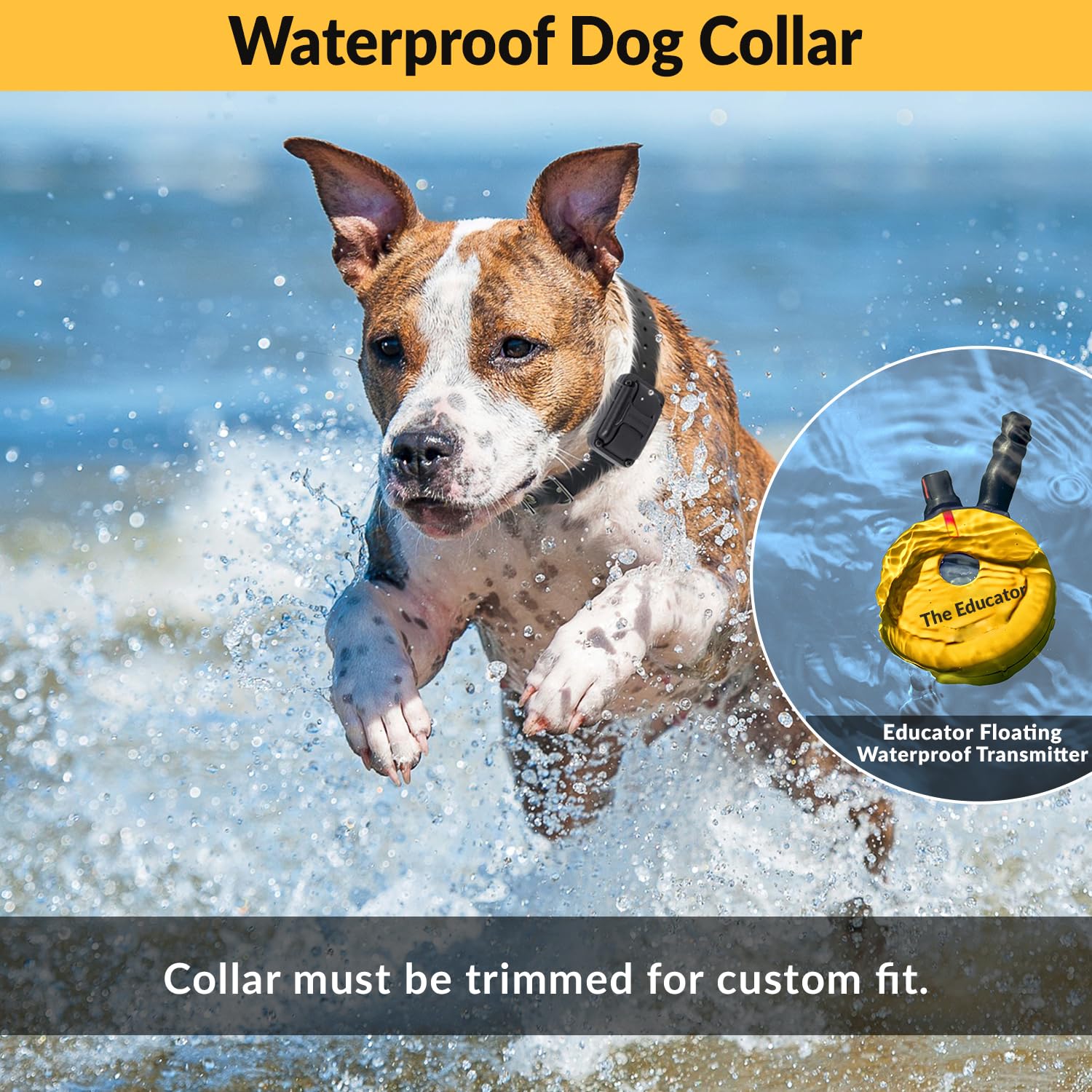 Humane Dog Training Collar with Remote - 100 Safe Stimulation Levels, Waterproof & Rechargeable E-Collar for Small to Medium Dogs (3/4 Mile Range, Night Light, Yellow) - Perfect for Obedience Training, Bark Control & Outdoor Adventures