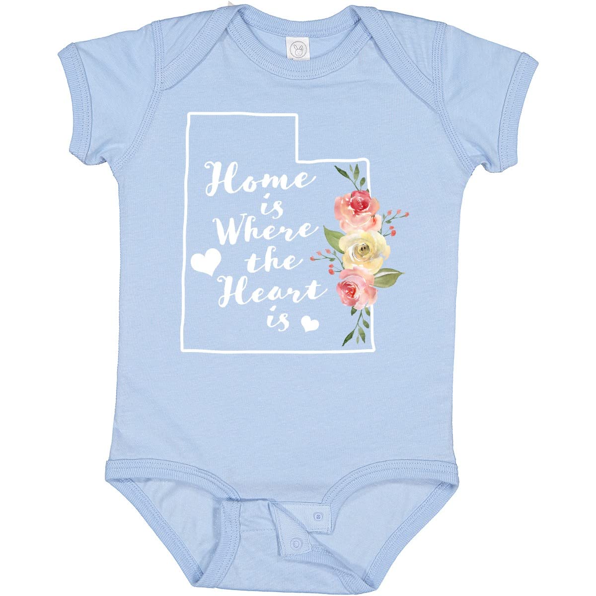 Inktastic Utah Home is Where The Heart is - Watercolor Floral Baby Bodysuit, Cute Infant Onesie for Boys & Girls - Perfect for Family Photos, Holidays & Everyday Wear