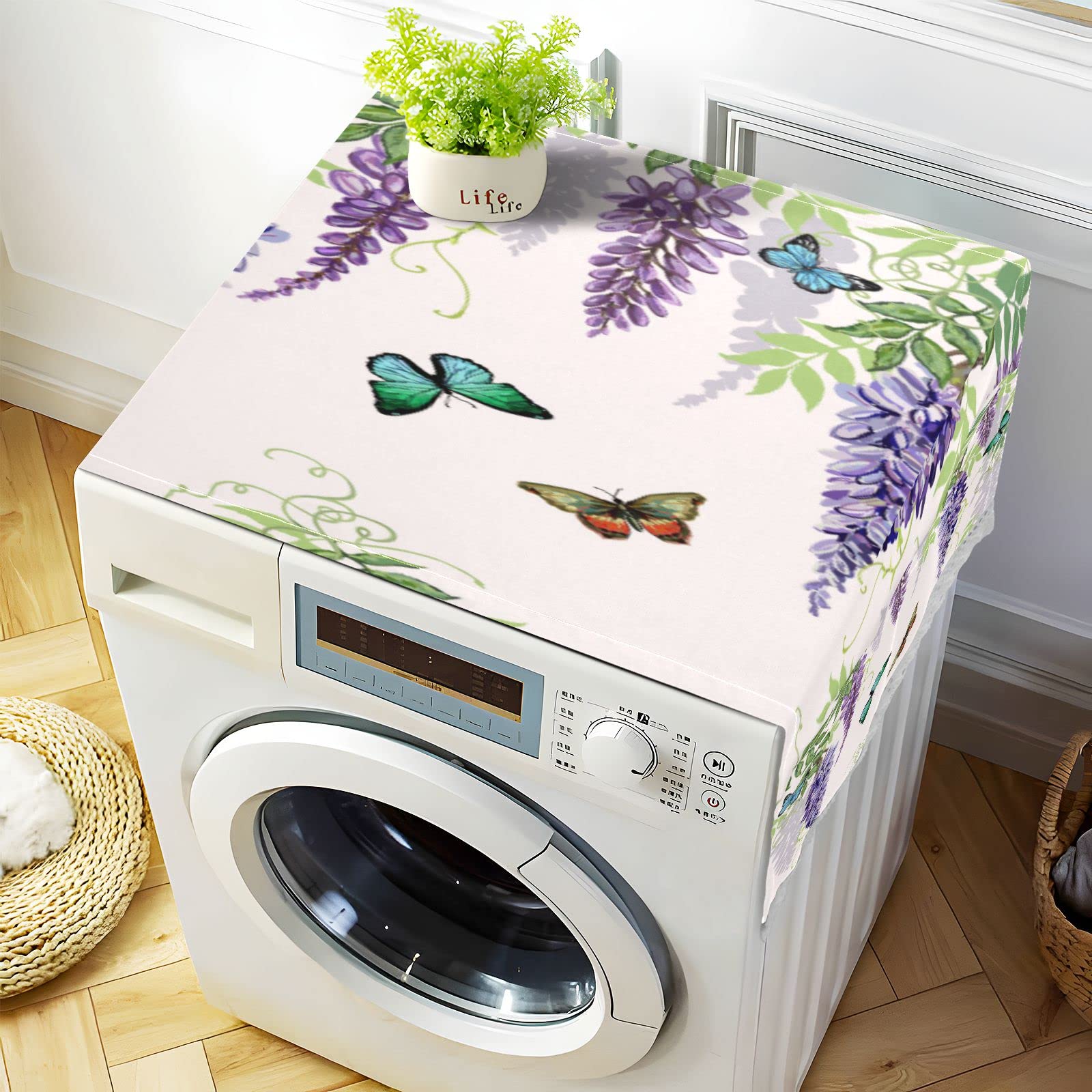 Butterfly Flower Summer Leaves Washing Machine Cover - 51