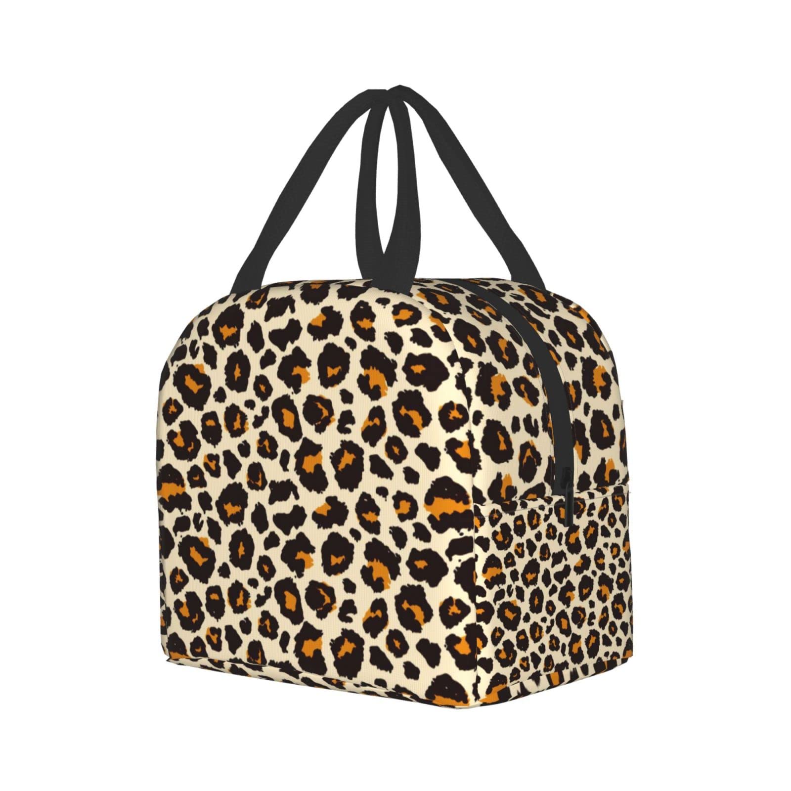 Leopard Print Insulated Lunch Bag for Women - Portable, Leakproof & Thermal Cooler Lunch Box - Reusable Cheetah Design Lunchbox for Office, Work, Picnic, Beach & Outdoor Activities