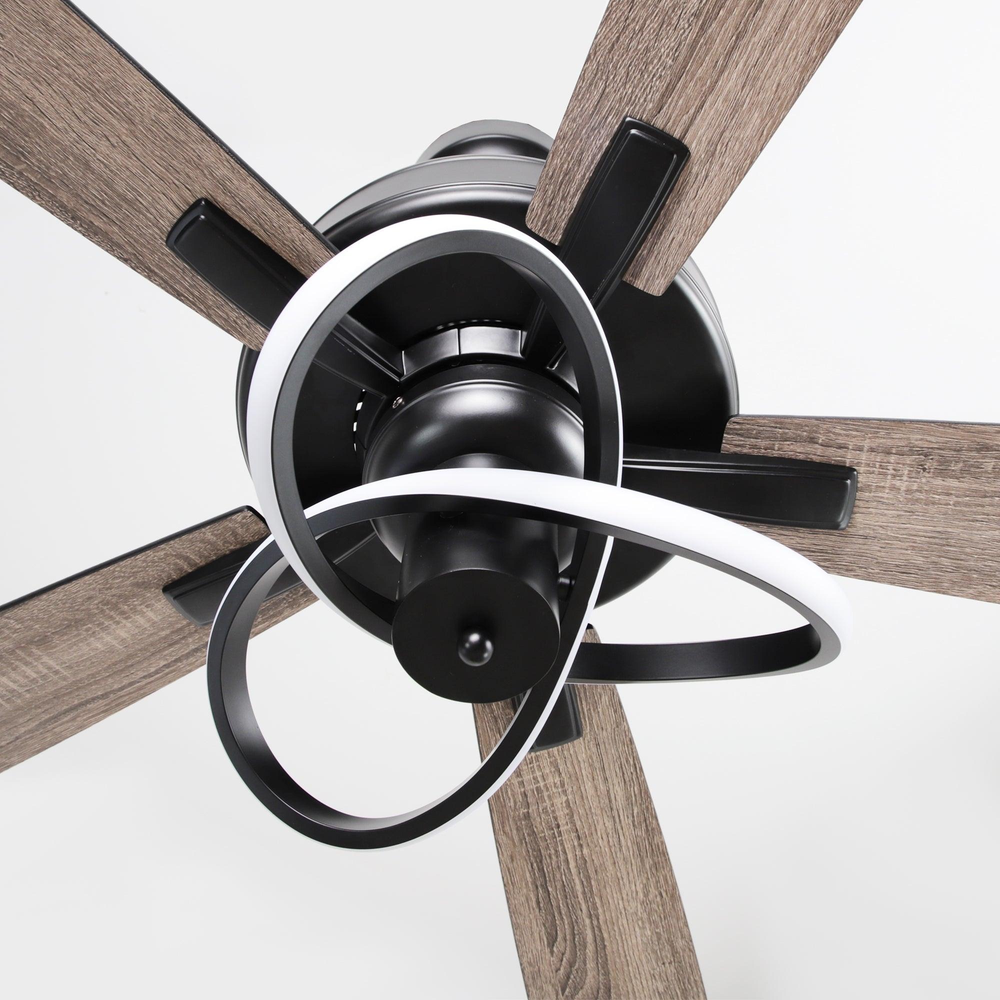 52 Inch Oregon DC Motor Modern Downrod Ceiling Fan with LED Light - Energy Efficient Quiet Operation for Living Room, Bedroom, and Office