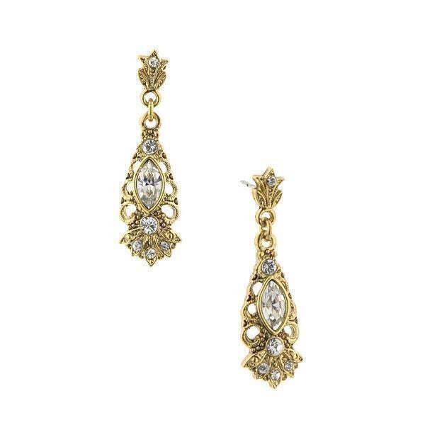 1928 Jewelry Crystal Navette Drop Earrings for Women - Vintage Dangle Earrings for Party, Wedding & Evening Wear