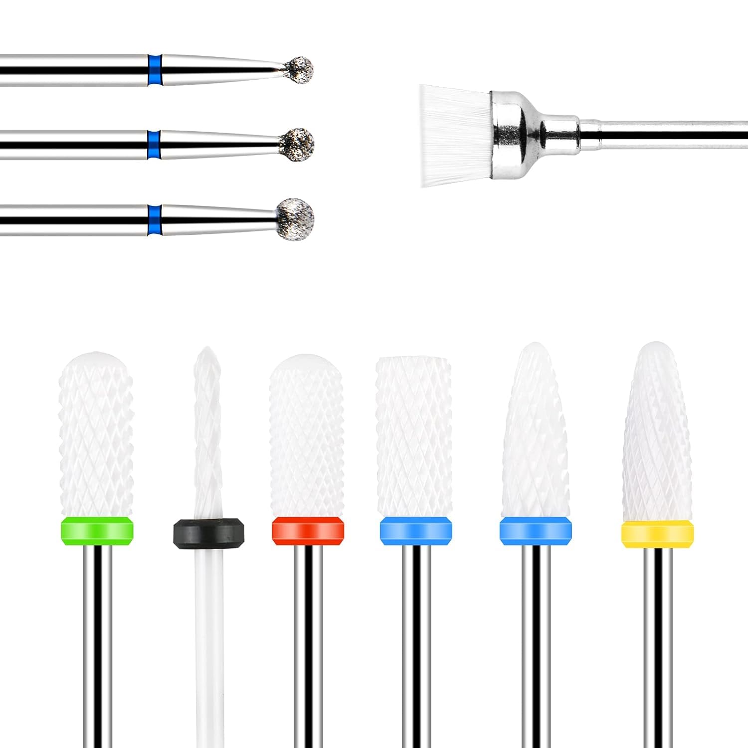 Professional 10-Piece URAQT Ceramic Nail Drill Bit Set - 3/32