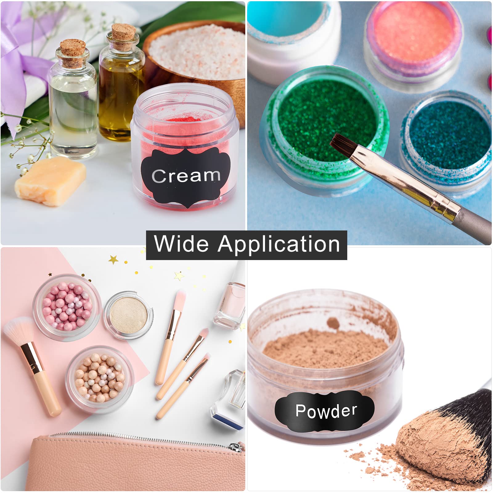 100-Piece Plastic Travel Makeup Jars with Lids - 1oz Small Cosmetic Containers for Creams, Toiletries & Skincare - Includes Chalkboard Labels & Marker (Black) | Perfect for DIY Beauty, Travel Organizers & Sample Storage