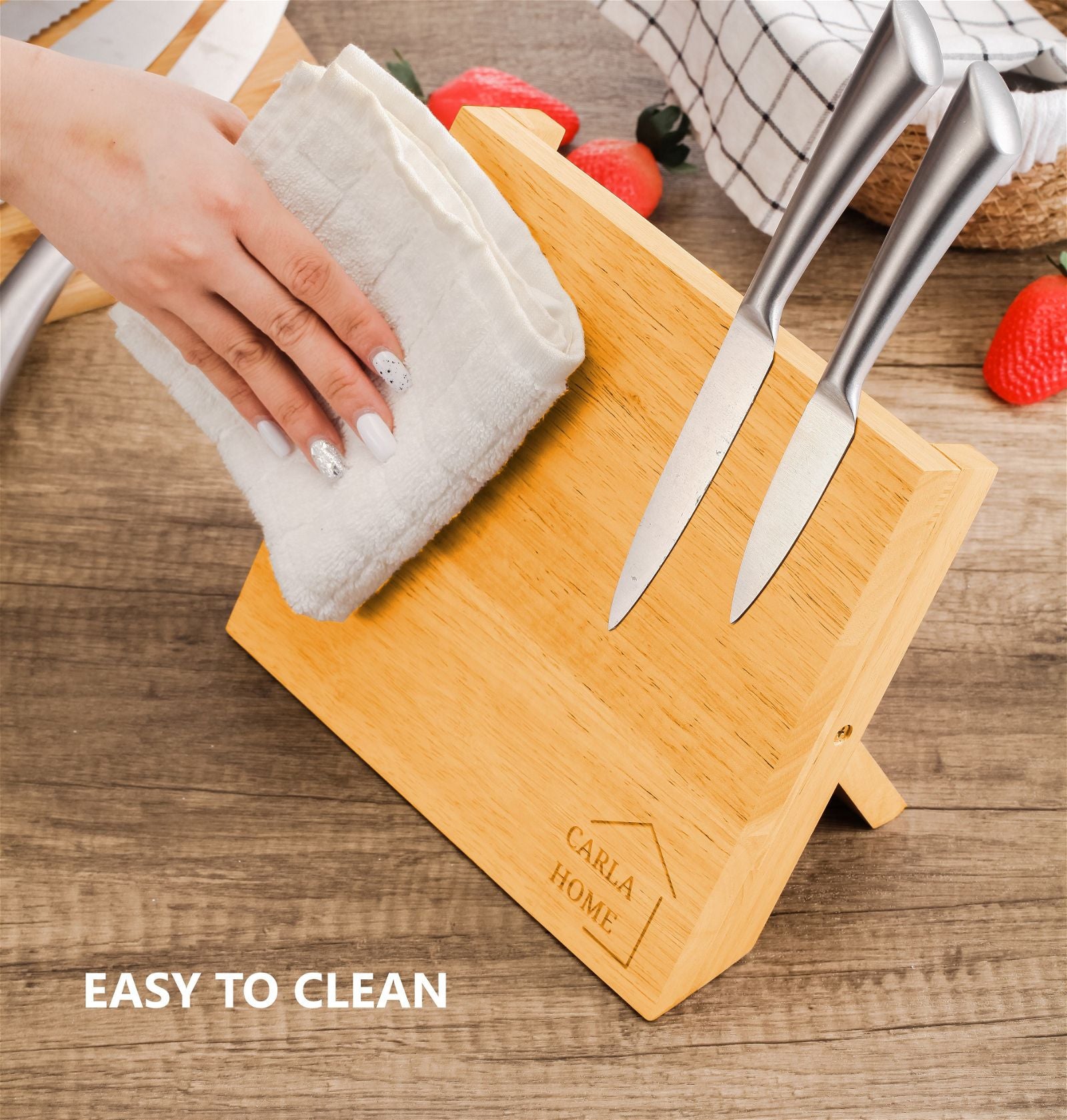Premium Natural Bamboo Magnetic Knife Holder - Strong Magnetic Knife Block for Kitchen Storage & Organization | Perfect for Home Chefs & Professional Kitchens