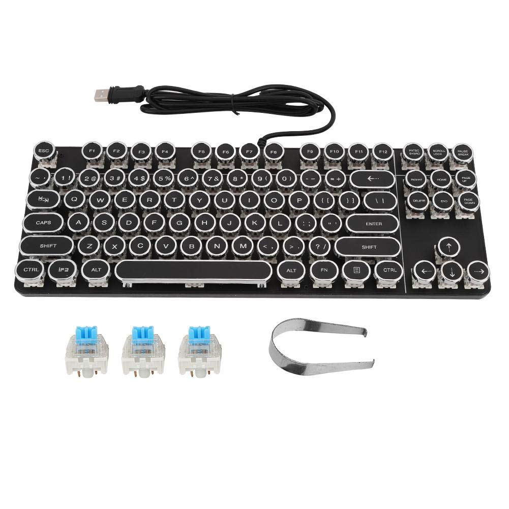 Wendry Punk Mechanical Gaming Keyboard - Ergonomic Design with Vintage Round Keycaps for PUBG, PC, Desktop - Perfect for Gaming, Internet Cafes & Office Use