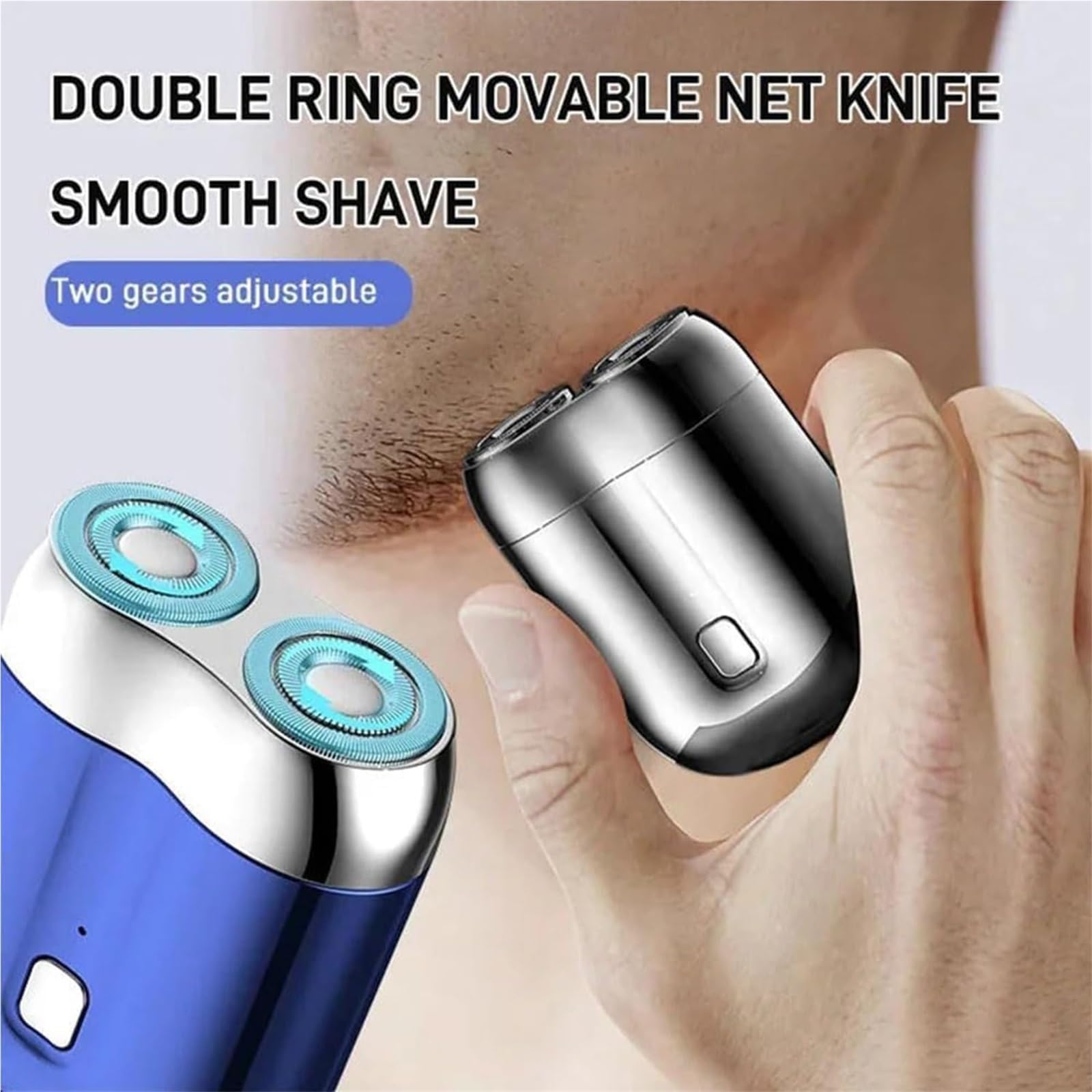 Mini Dual-Head Electric Shaver for Men - USB Rechargeable, Waterproof & Portable - Compact Travel Shaver for Home, Gym & Business Trips - Pocket Size Washable Electric Razor (Black)