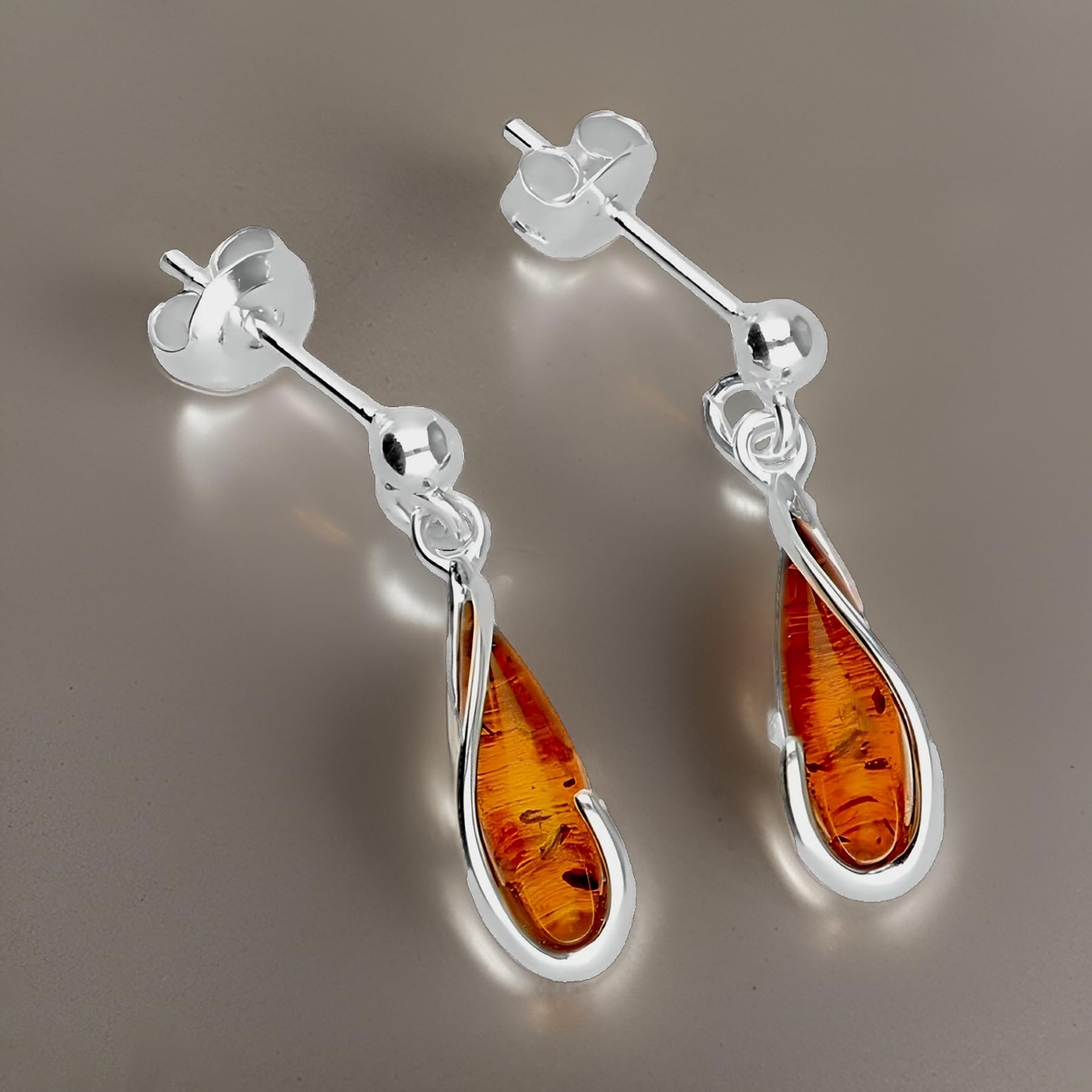 Baltic Honey Amber Sterling Silver Drop Earrings for Women | Unique Dangle Stud Jewelry | Gift for Her, Birthday, Anniversary | Perfect for Parties, Weddings & Special Occasions