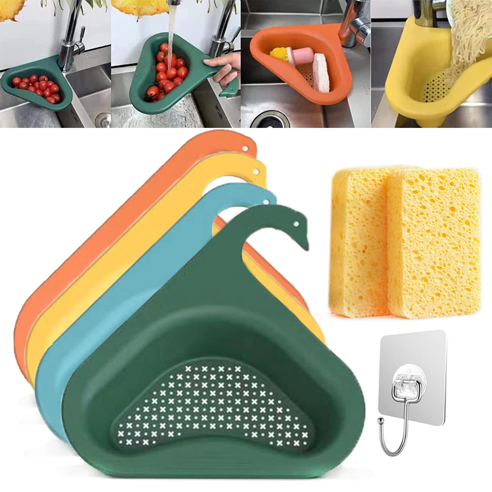Swan Triangle Sink Drain Rack - Kitchen Strainer Basket for All Sinks - Perfect for Corner Faucets