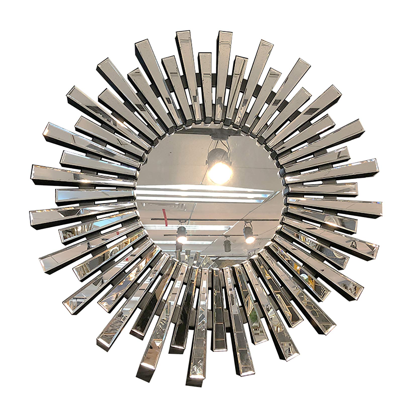 XIAOQIAO Round Sunburst Wall Mirror - Decorative Vanity Mirror for Living Room, Bedroom & Entryway - Gold Wall-Mounted Mirror for Home Decor & Makeup Area - Perfect for Hallway, Dressing Room & Bathroom
