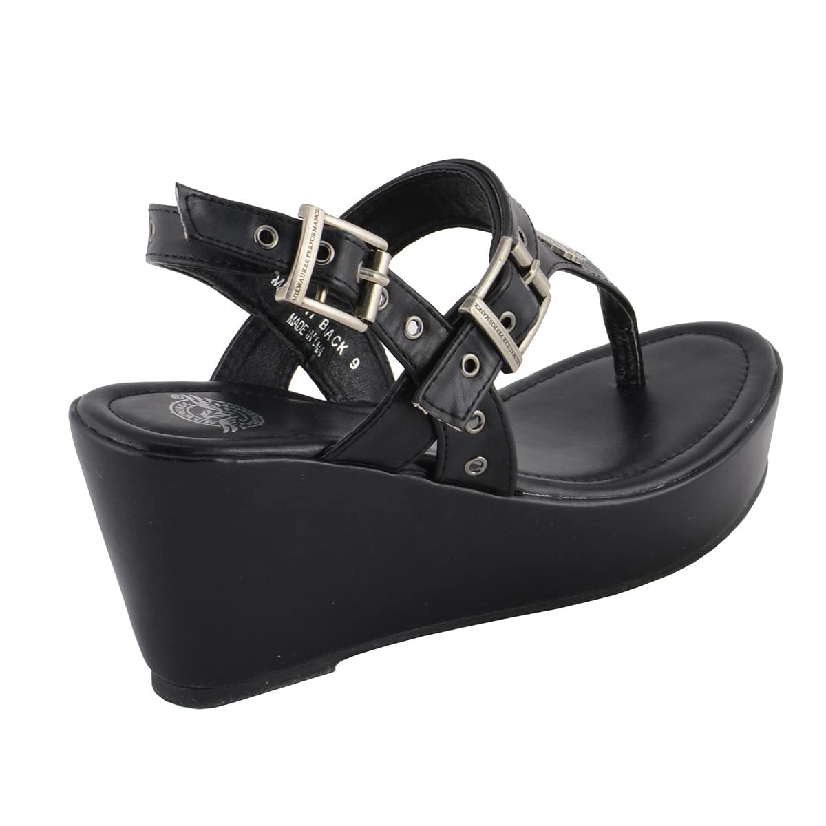 Milwaukee Leather Women's Buckle Strap Wedge Sandals - Comfortable Summer Casual Shoes for Walking, Beach & Outdoor Activities