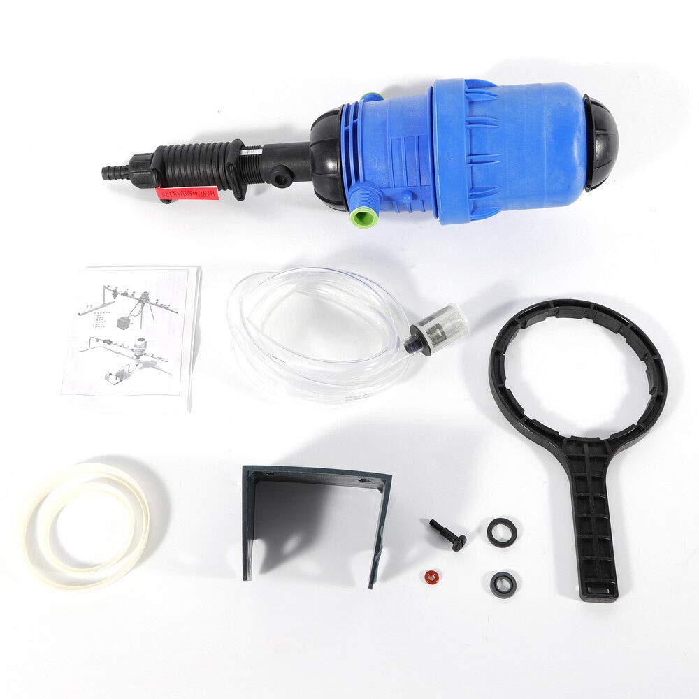 TFCFL Adjustable Automatic Fertilizer Injector - Water Powered Chemical Liquid Doser Dispenser 20-2500 L/H - Drip Irrigation & Garden Hose Pump for Industry, Agriculture, Livestock (Blue) - Perfect for Hydroponics, Greenhouse & Large-Scale Farming