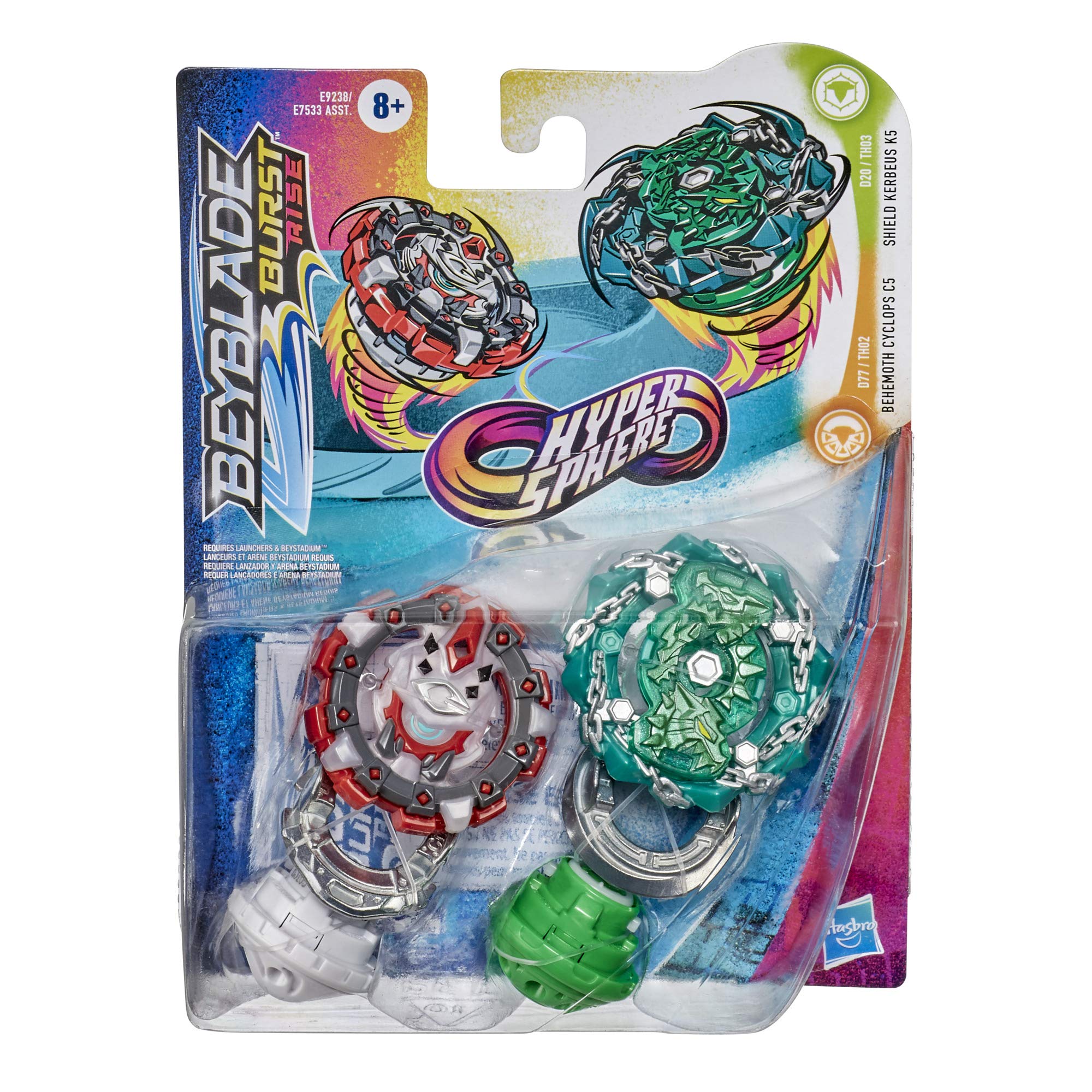 BEYBLADE Burst Rise Hypersphere Dual Pack - Shield Kerbeus K5 & Behemoth Cyclops C5-2 Right-Spin Battling Top Toys for Kids Ages 8+ | Competitive Play, Birthday Gifts, STEM Learning Toys