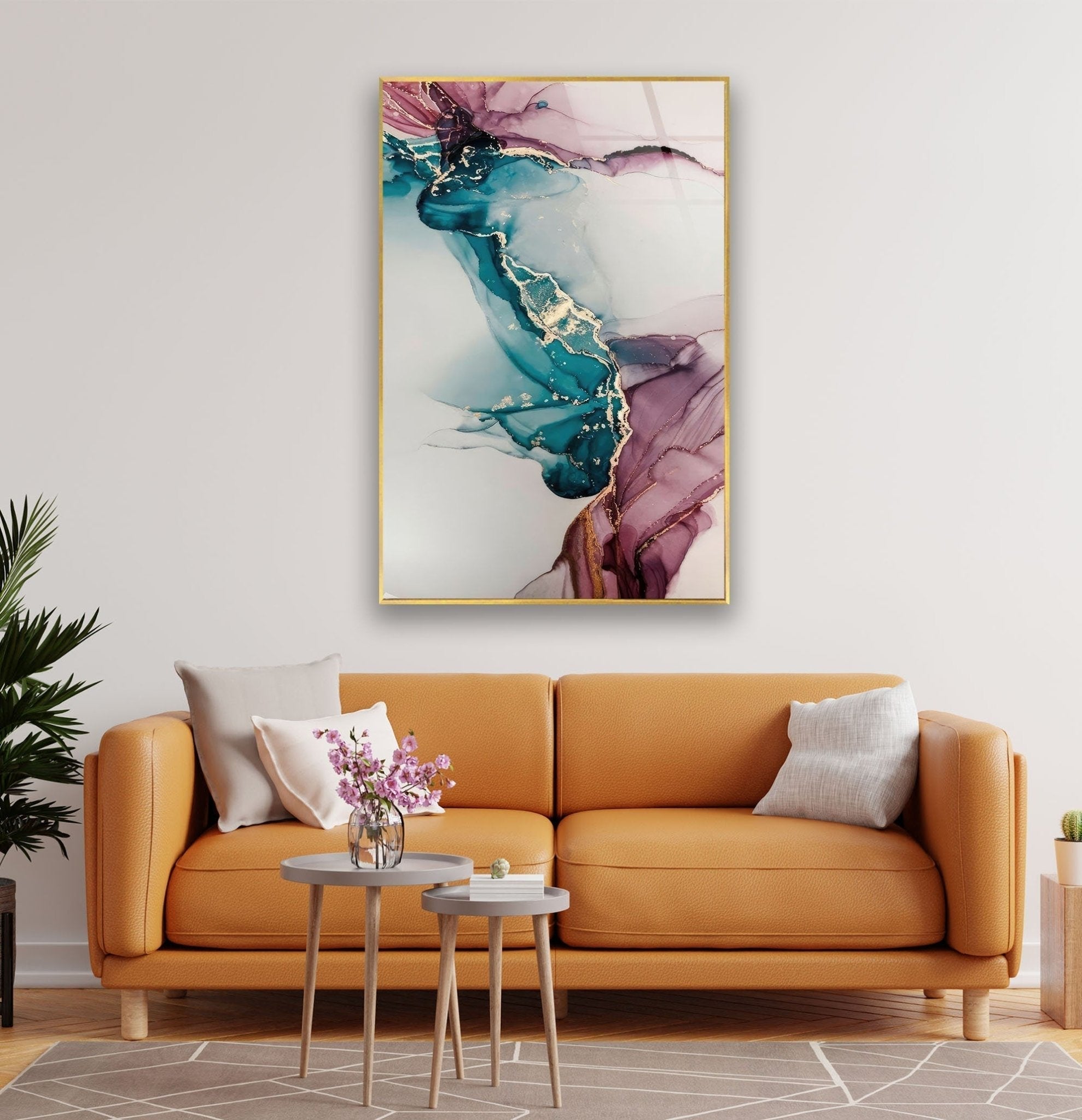 Abstract Pictorial Art Glass Wall Decor - Modern Handmade Glass Art for Living Room, Bedroom & Office - Unique Home & Interior Design Decorations