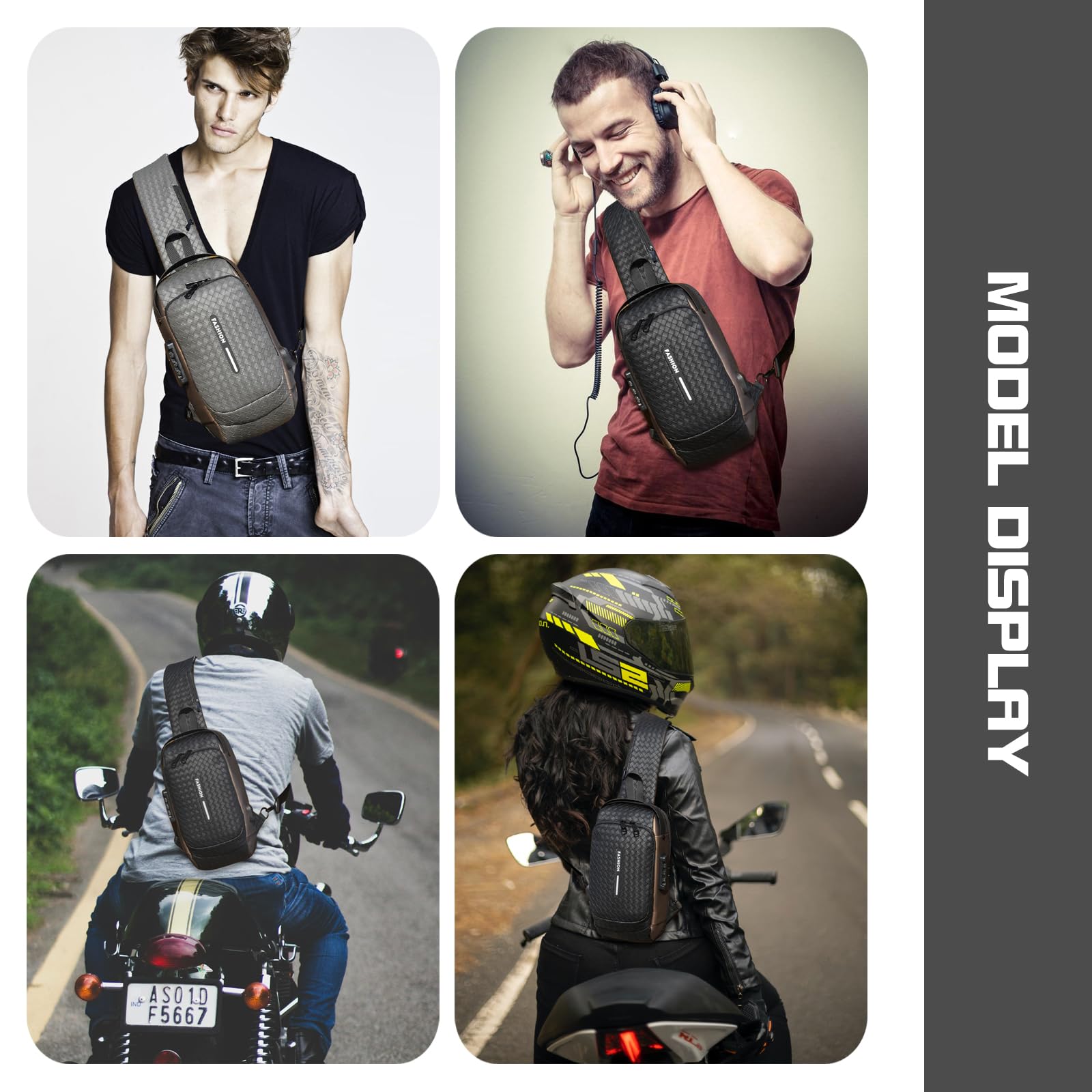 Men's PU Leather Anti-Theft Crossbody Sling Bag for Travel & Daily Use