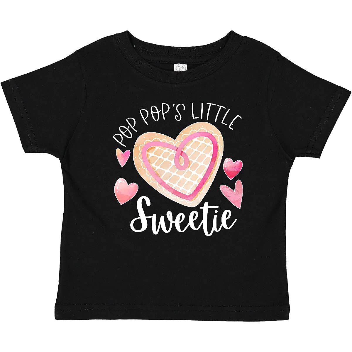 Inktastic Pop Pop's Little Sweetie Pink Heart Cookie Baby T-Shirt - Cute Outfit for Grandparents Day, Family Photos & Special Occasions