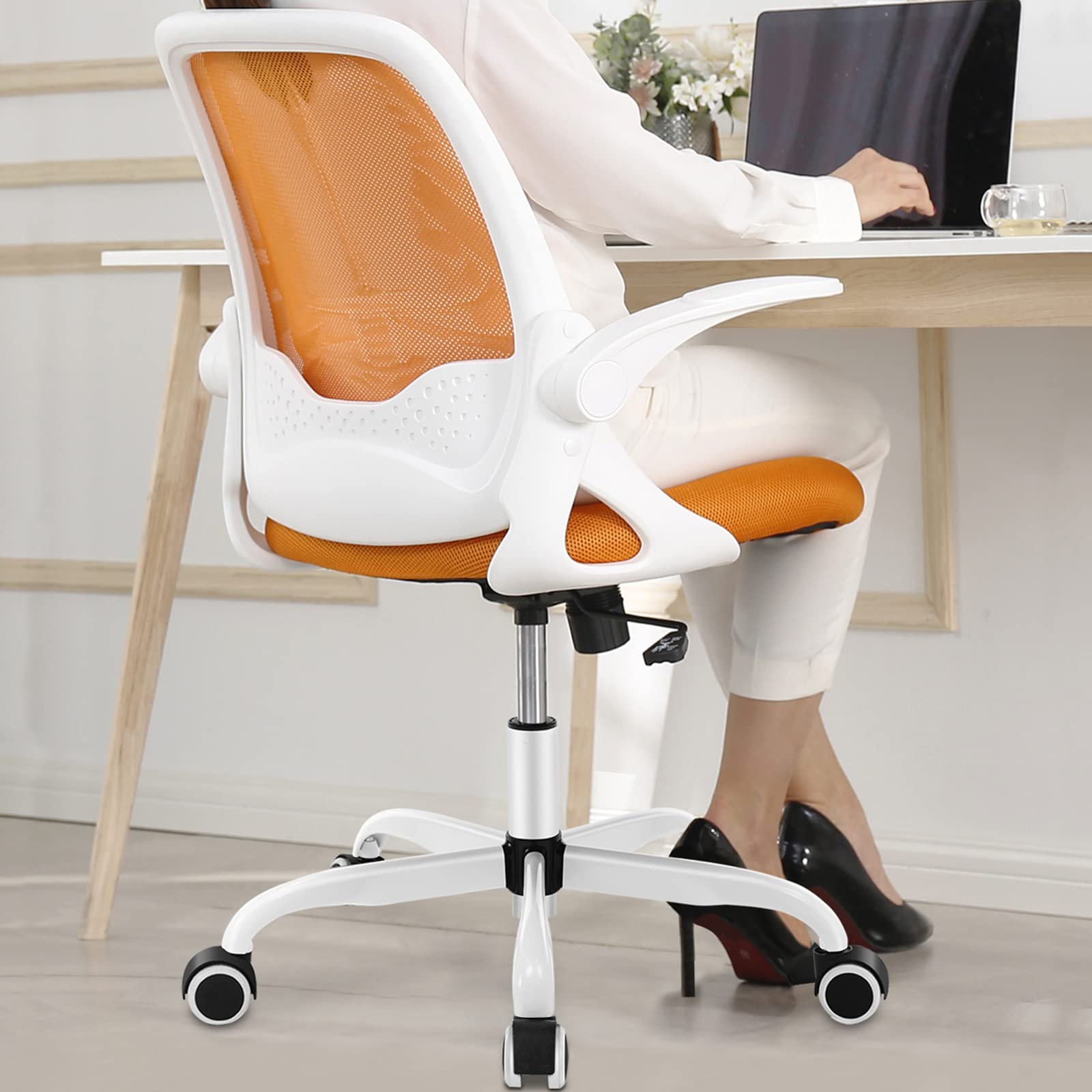 KERDOM Ergonomic Office Chair - Breathable Mesh Computer Desk Chair with Flip-Up Armrests & Height Adjustment - Comfortable Swivel Task Chair for Home Office, Gaming & Workspace (Blue)
