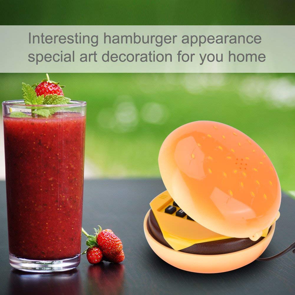 Retro Hamburger Phone - Wired Landline Telephone for Home, Office & Restaurant | Novelty Burger-Shaped House Phone with Fun Design | Perfect Gift for Kids & Burger Lovers | Great for Kitchen Decor, Diner Themed Rooms & 80s Nostalgia Collections