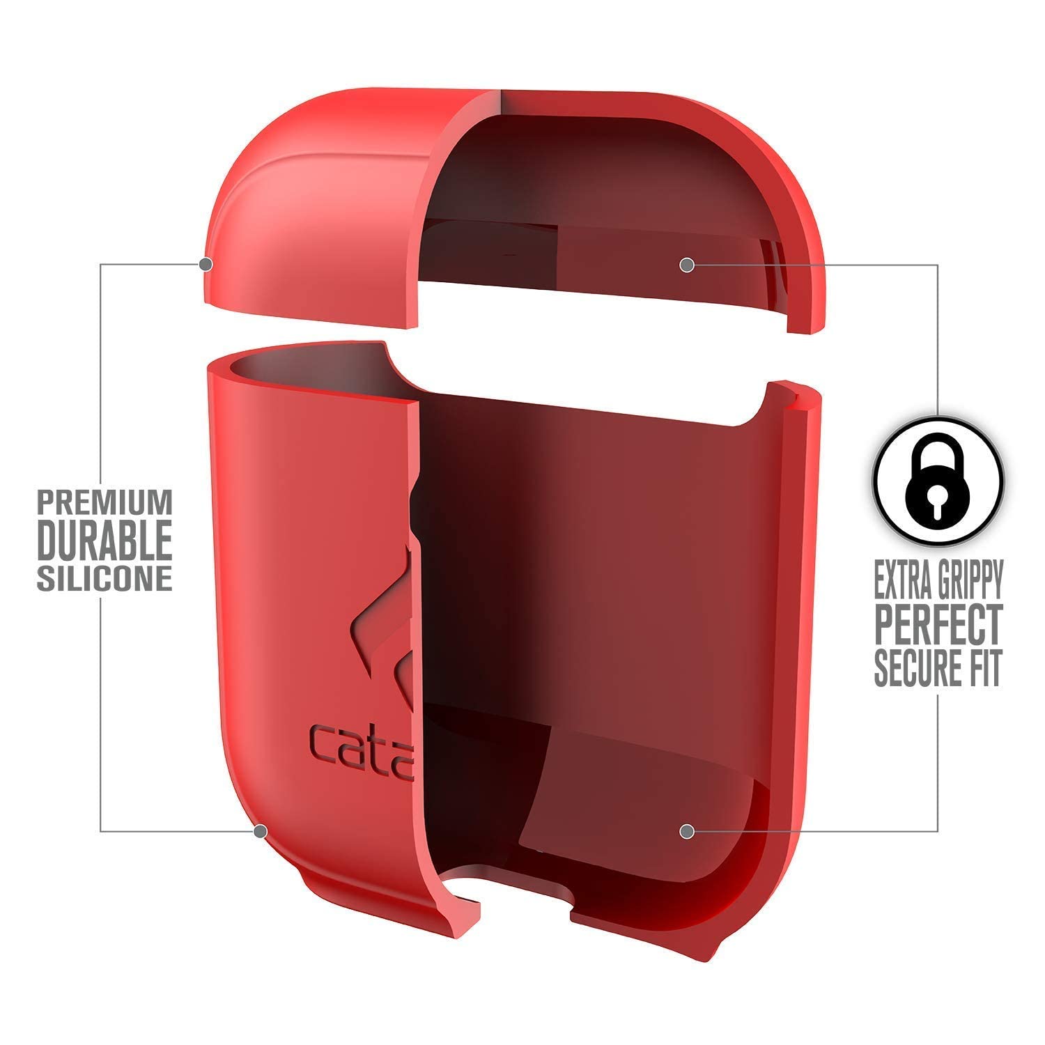 Premium Silicone Standing Case for AirPods 1 & 2 - Wireless Charging Compatible, Visible Charging Light, High-Grip Glossy Finish (Flame Red) - Perfect for Gym, Travel & Everyday Protection