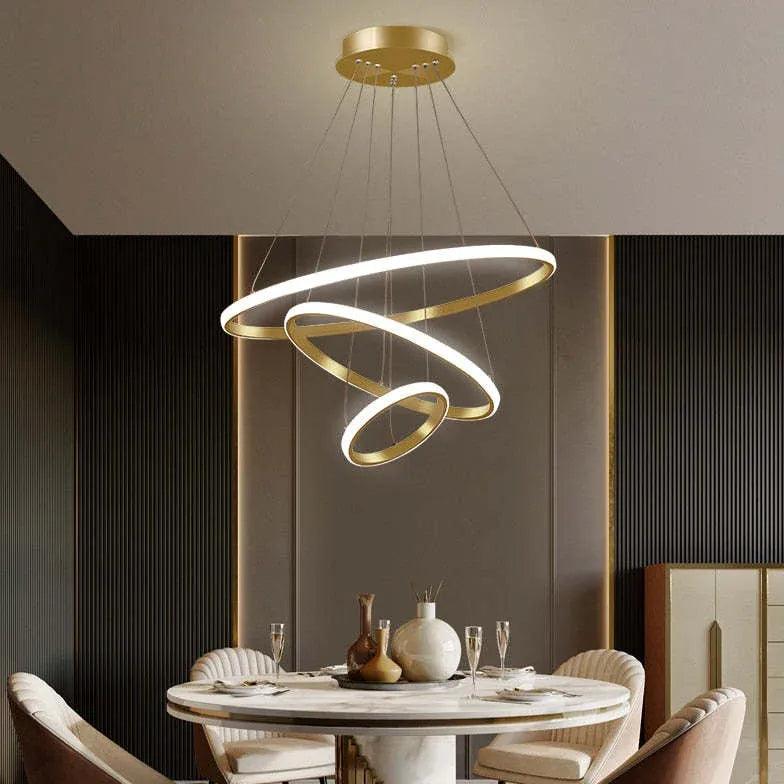Modern Ring Shaped LED Pendant Light - Sleek Contemporary Ceiling Lighting for Dining Room, Kitchen, or Bedroom Decor