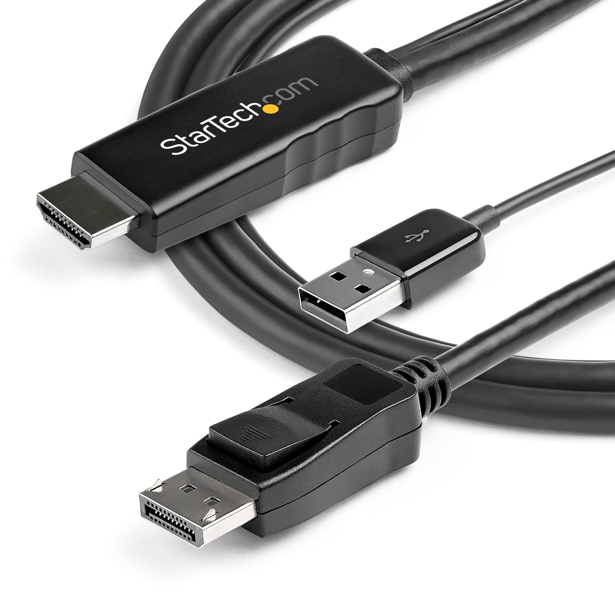 StarTech.com 2m (6ft) Active HDMI to DisplayPort Cable 4K 30Hz - HDMI 1.4 to DP 1.2 Adapter Converter with Audio Support - USB Powered for Mac & Windows - Connect HDMI Laptop to DP Monitor - Male to Male (HD2DPMM2M) - Perfect for Home Office, Gaming & Multimedia Setup