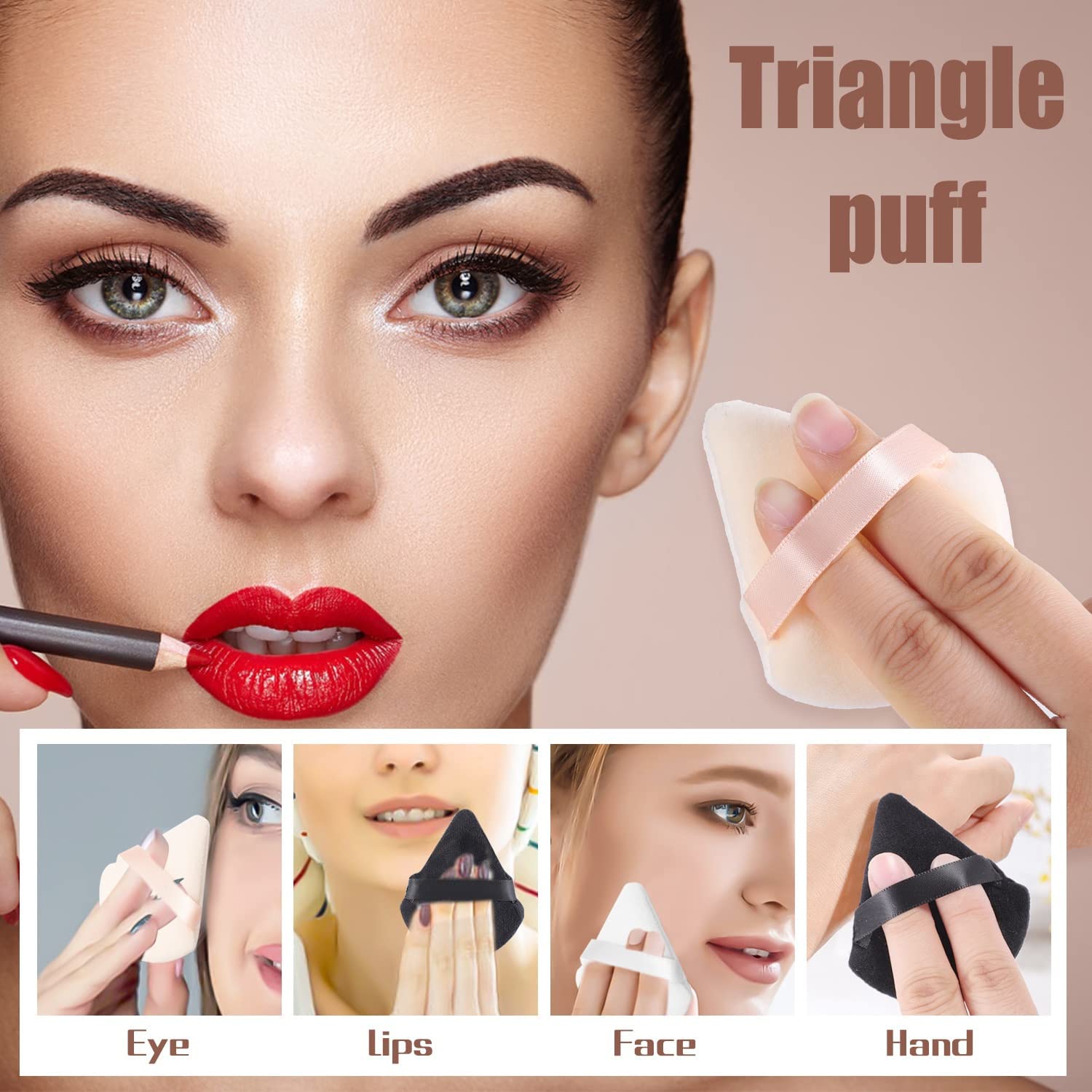 Premium Triangle Powder Puff - Soft Velour Makeup Sponge for Loose & Mineral Foundation, Setting Powder - Multicolor Pack of 2 - Ideal for Flawless Face & Body Makeup Application