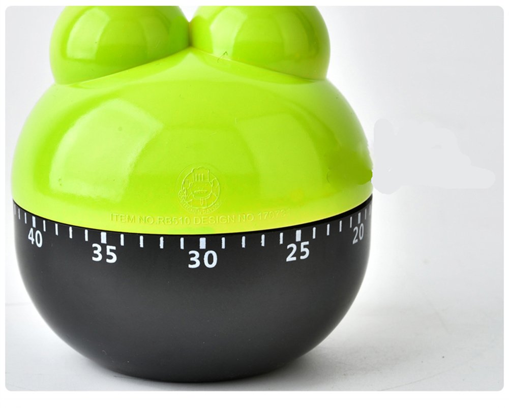 Mini Mechanical Kitchen Timer - 60 Minute Countdown with Loud Alarm, Cartoon Frog Design, Manual Wind-Up for Cooking, Baking, and Lab Use (Green)