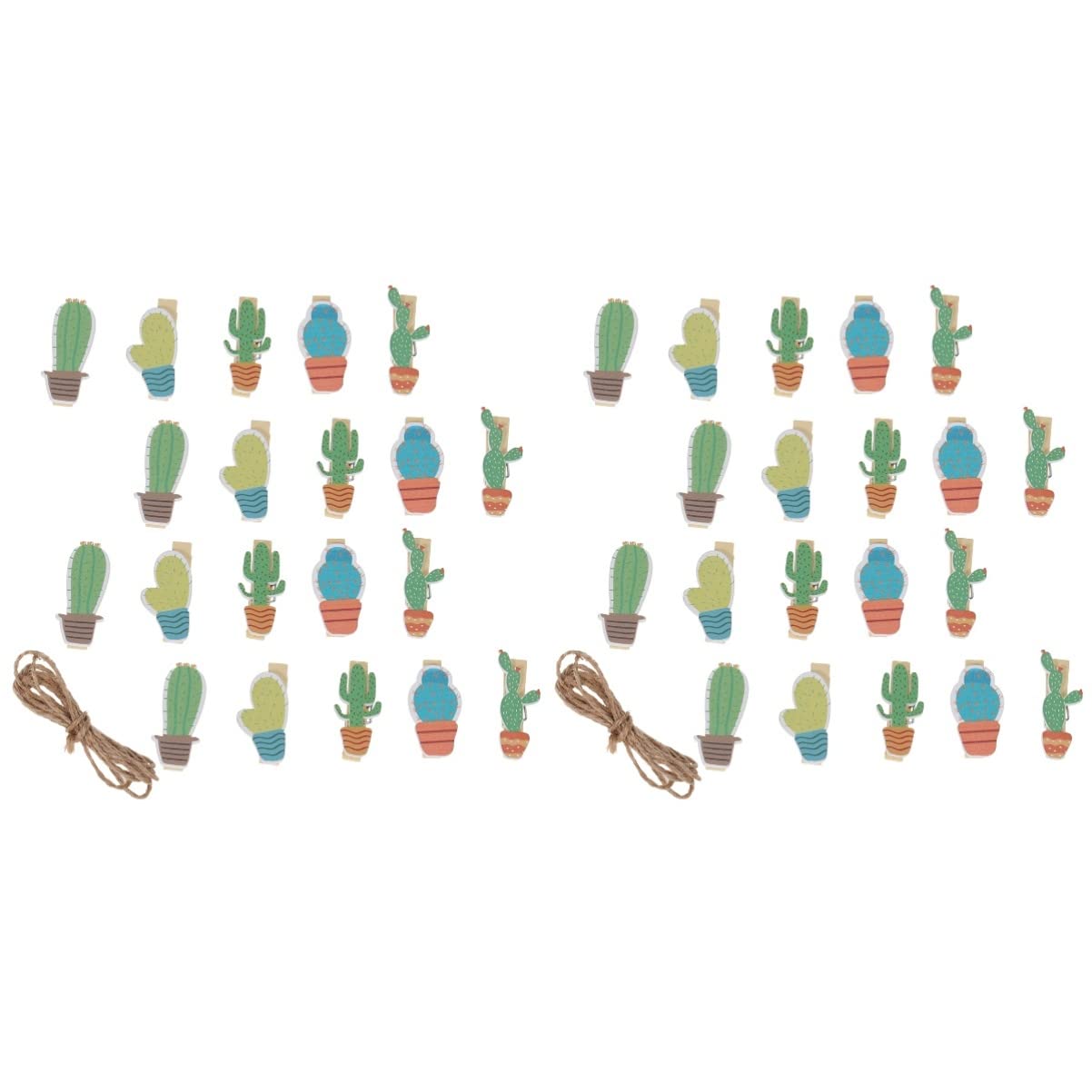 BESTOYARD 40 Pcs Wooden Cactus Photo Clips - Small Decorative Pegs for Scrapbooking, Bulletin Boards, Wall Art & Home Decor
