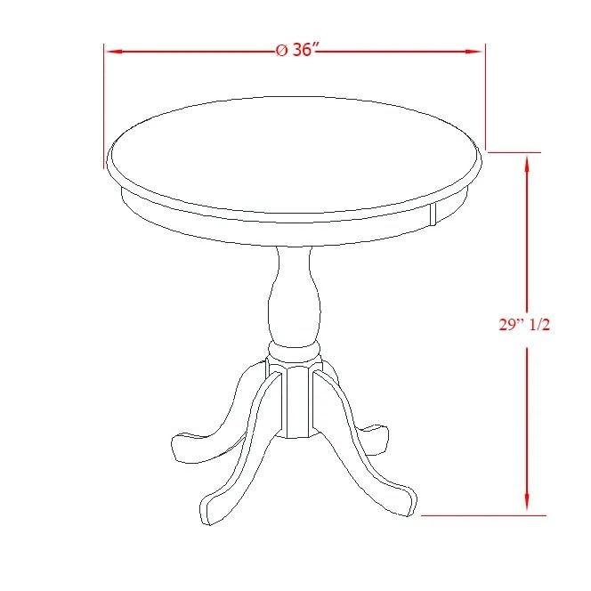 East West Furniture AMDA3-MAH-W 3-Piece Round Dining Table Set with Pedestal Base & 2 Chairs for Small Spaces - 36x36 Inch Mahogany Kitchen Table - Perfect for Apartments, Breakfast Nooks & Cozy Dining Areas