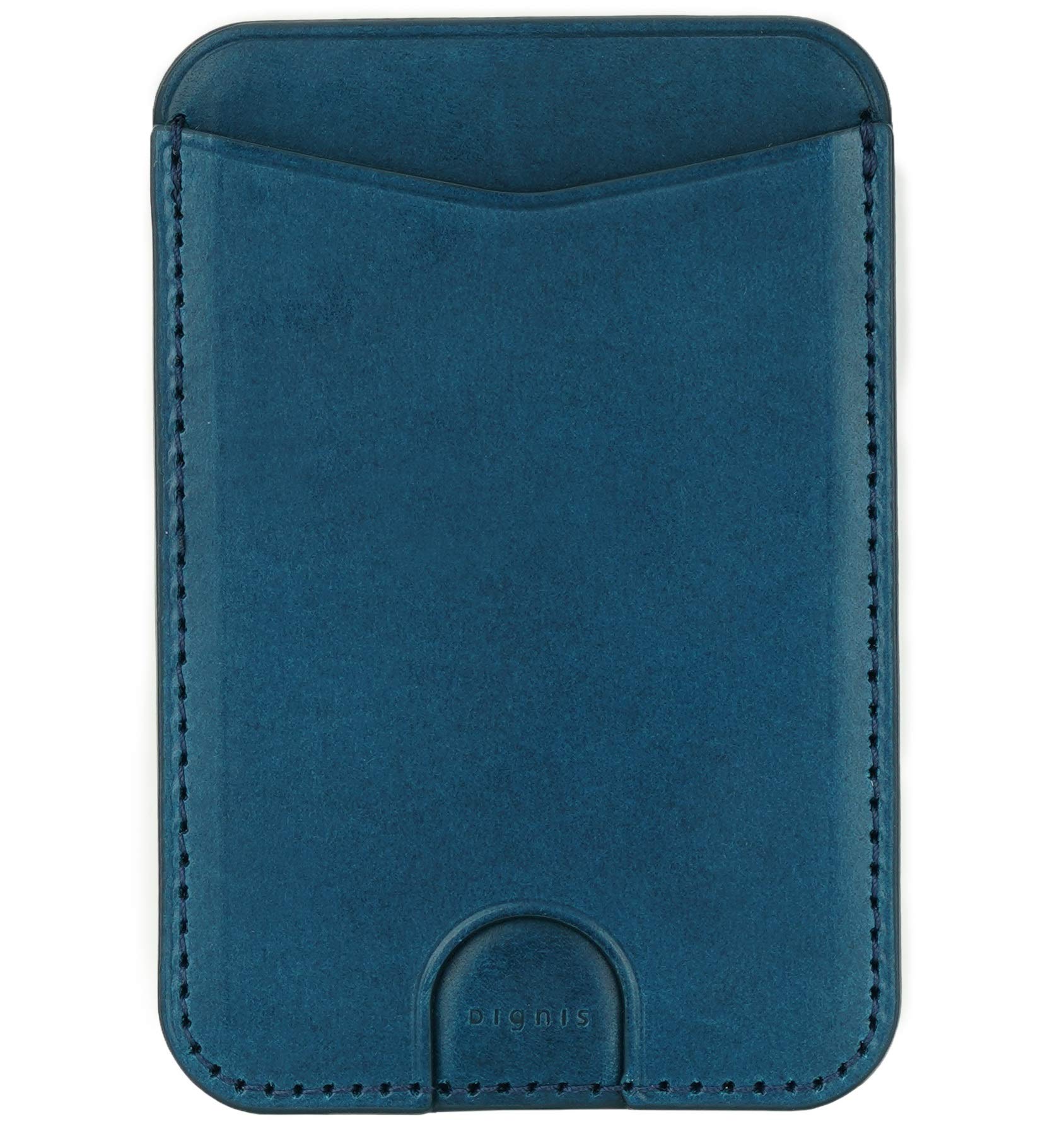 Genuine Italian Buttero Leather Magsafe Wallet for iPhone 12/12 Mini/12 Pro/12 Pro Max - Slim Card Holder with 1 Card Slot & Pockets (Navy Blue) | Perfect for Everyday Carry, Travel & Contactless Payments