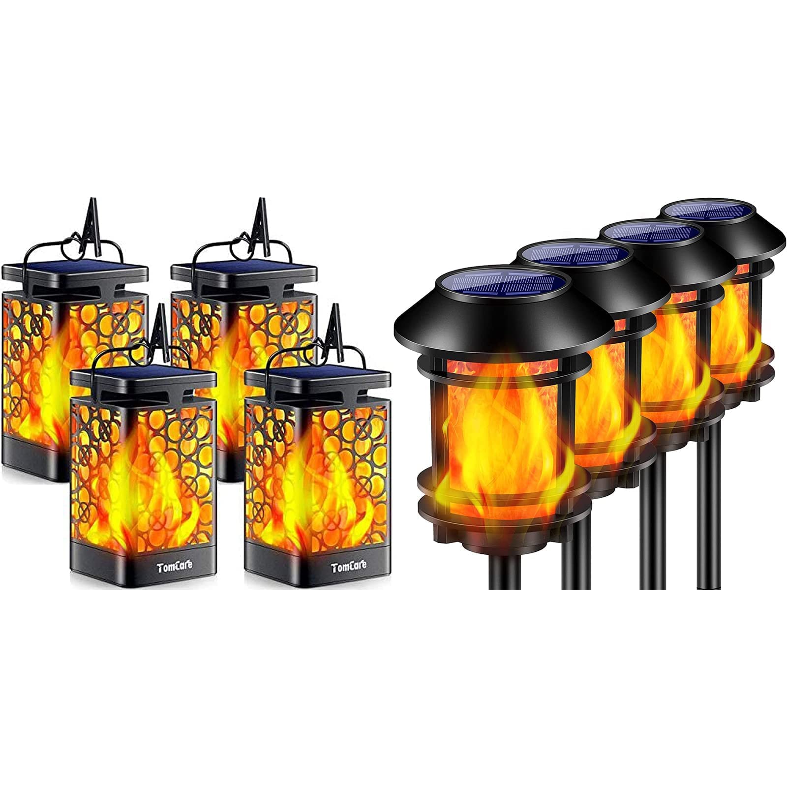 TomCare Solar Lanterns - Waterproof Outdoor Solar Lights with Flickering Flame Effect for Garden, Patio, Yard - Perfect for Camping, Pathways & Backyard Decor