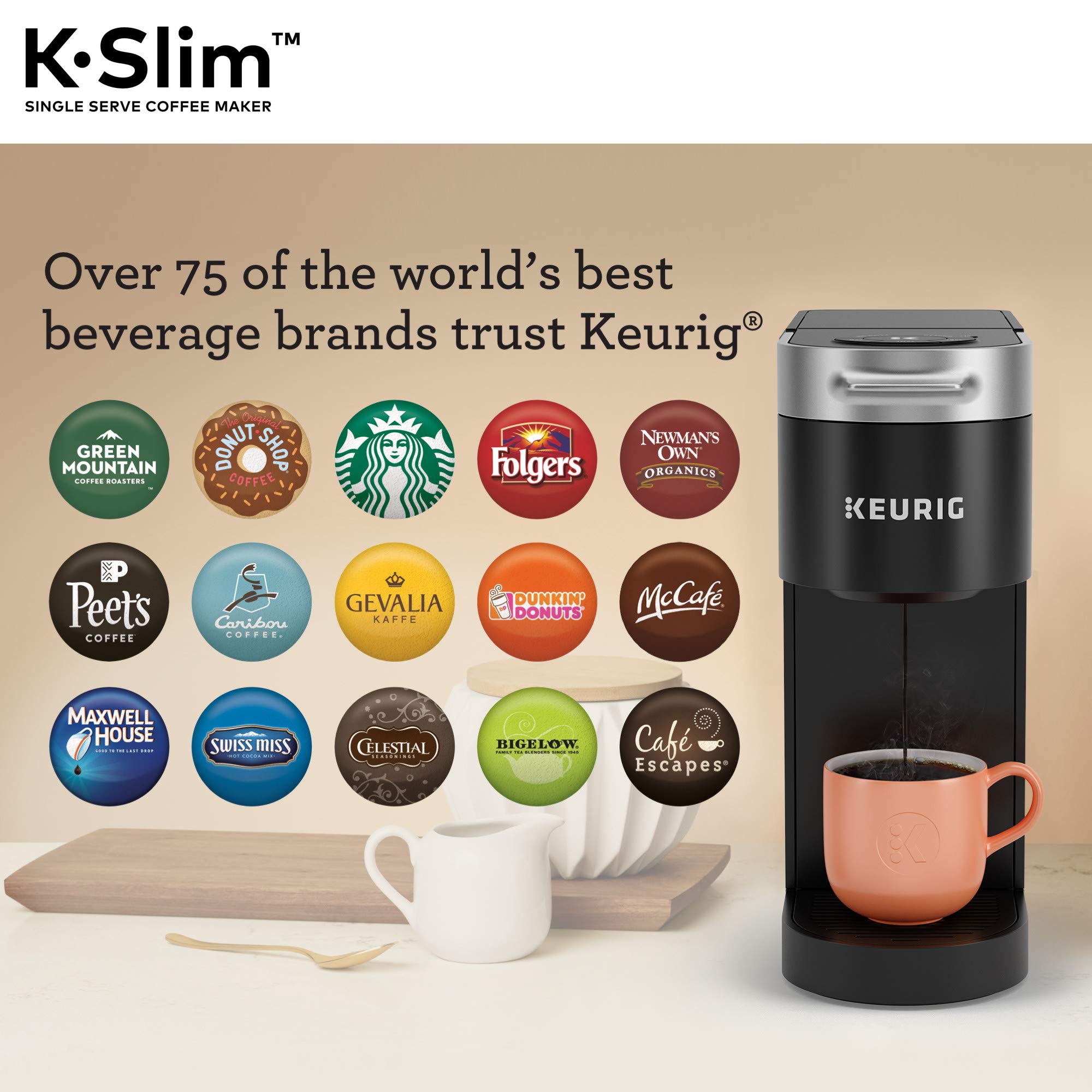 Keurig K-Slim Single Serve Coffee Maker with McCafé Classic Collection Variety Pack (40 K-Cup Pods) - Compact Coffee Machine for Home, Office & Dorm Use