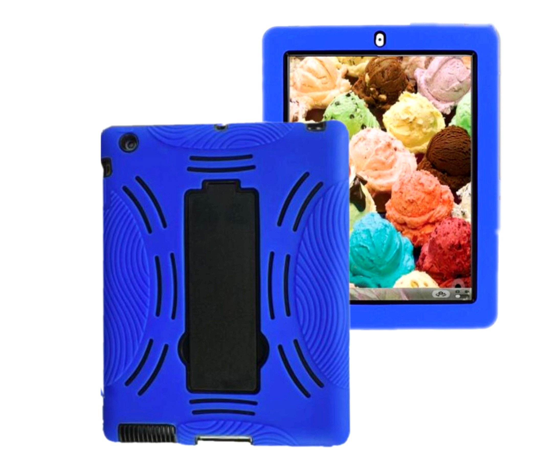 Rugged Shockproof 3-in-1 Silicone Protective Case for iPad Air 1st Gen (9.7 Inch) - Compatible with Model A1474, A1475 (16GB/32GB/64GB/128GB) - Blue Black | Perfect for Travel, Work & Outdoor Activities