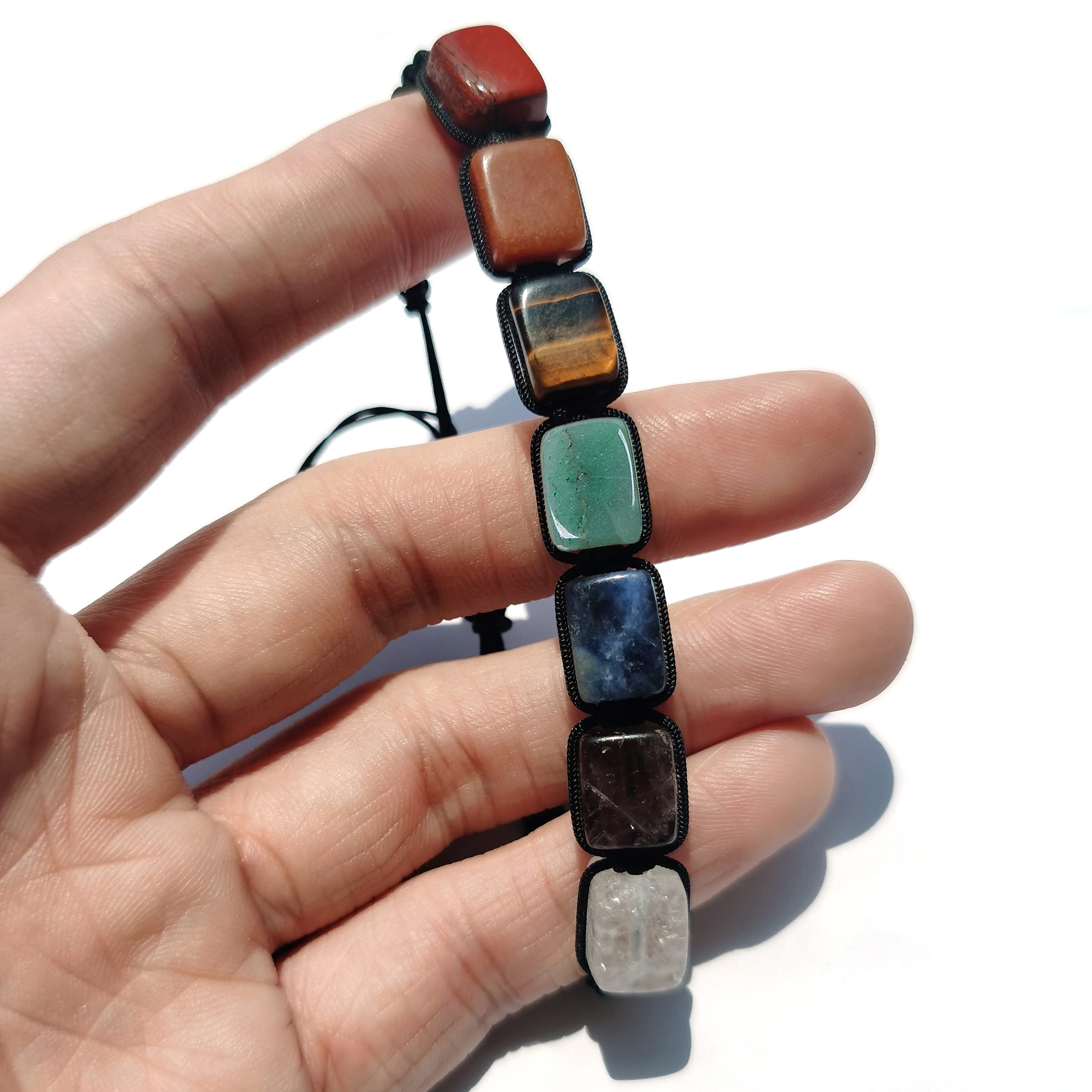 Genuine 7 Chakra Adjustable Crystal Healing Bracelet - Natural Stone Beaded Reiki Energy Bracelet for Women & Men - Yoga, Meditation & Spiritual Healing Jewelry