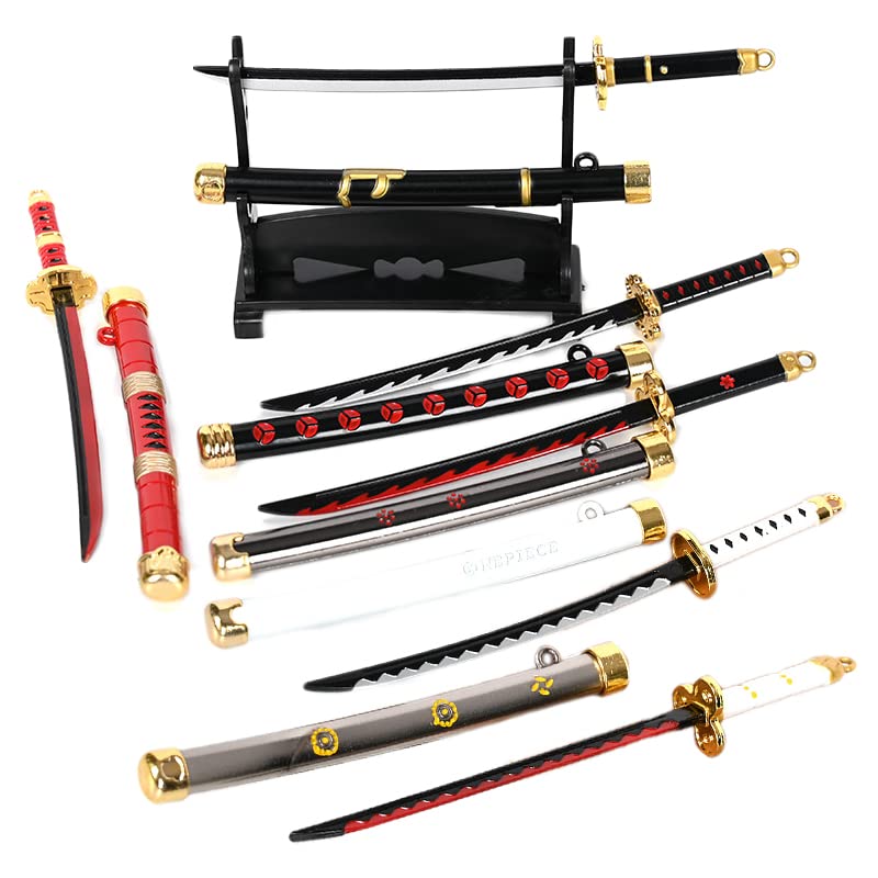JCvCX 6-in-1 Anime Cosplay Sword Pendant Set - Shusui Mini Katana Keychain Collection with Gift Box | Perfect for Cosplay, Anime Fans & Unique Gifts