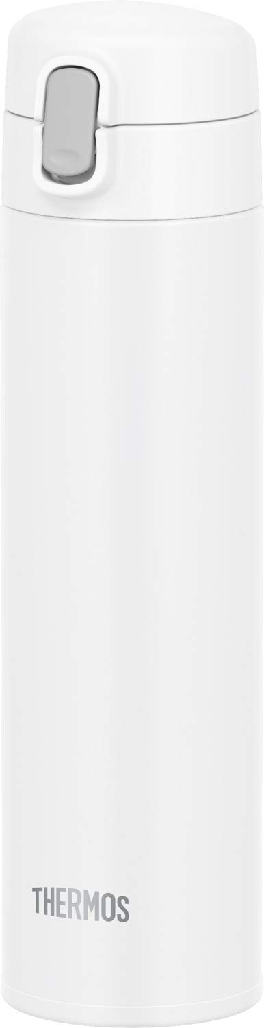 Thermos FJM-450 WH Vacuum Insulated Stainless Steel Water Bottle with Straw, 15.9 oz (450ml) - Keeps Drinks Cold for 24 Hours - Perfect for Gym, Hiking & Outdoor Activities - White