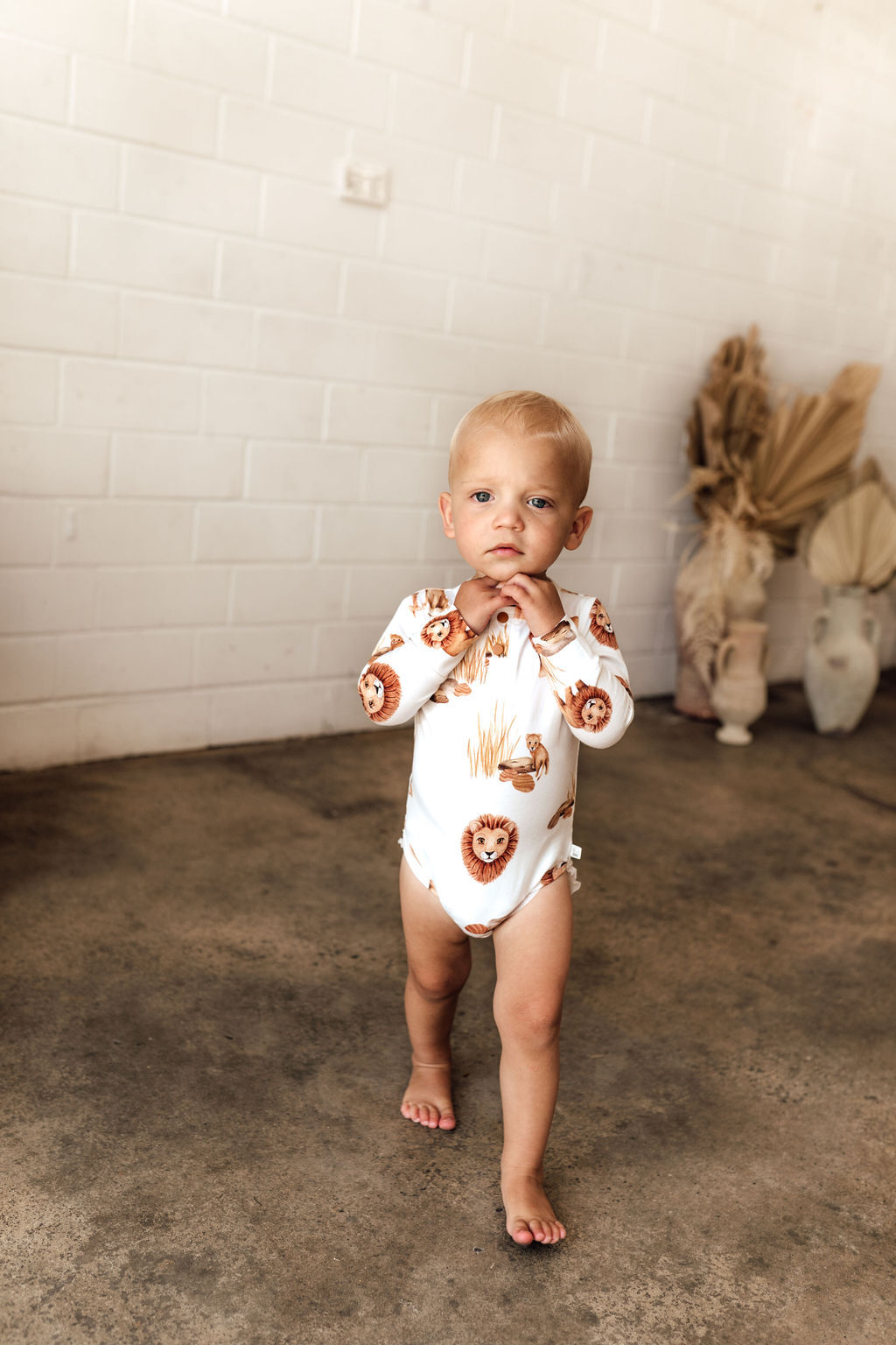 Organic Cotton Long Sleeve Baby Bodysuit with Lion Design - Soft & Snug Infant Onesie for Newborns & Toddlers - Perfect for Playtime, Nursery & Family Photos