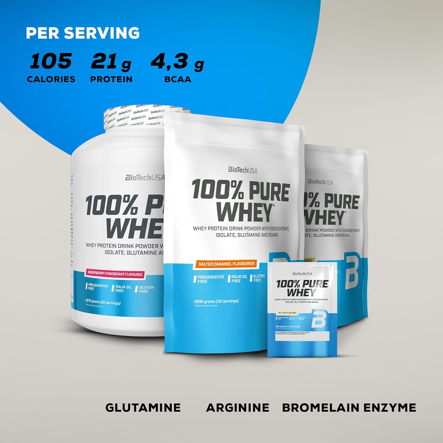BioTechUSA 100% Pure Whey Protein Powder - 5lb (2.27kg) Vanilla Flavor for Muscle Recovery & Growth - Post-Workout Shake for Gym & Fitness Enthusiasts