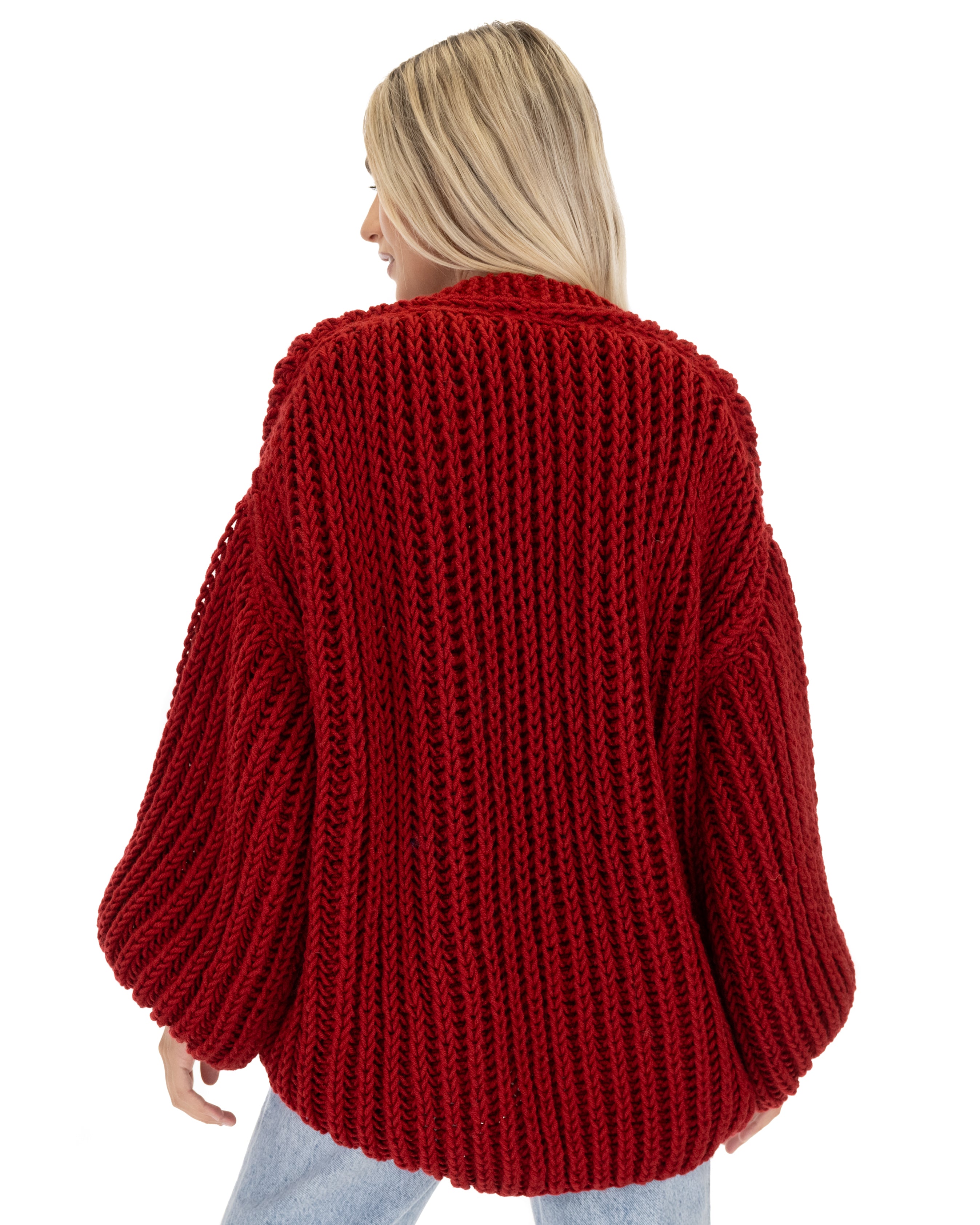 Premium Merino Wool Balloon Cardigan for Women - Soft & Cozy Oversized Knit Sweater - Perfect for Fall, Winter & Casual Outfits
